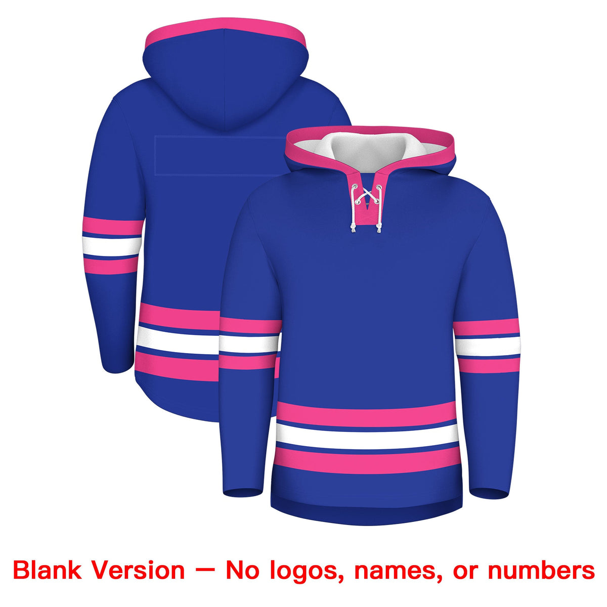 Custom Hockey Hoodie Jersey Royal Blue Pink Classic Style Add Name,Number & Logo