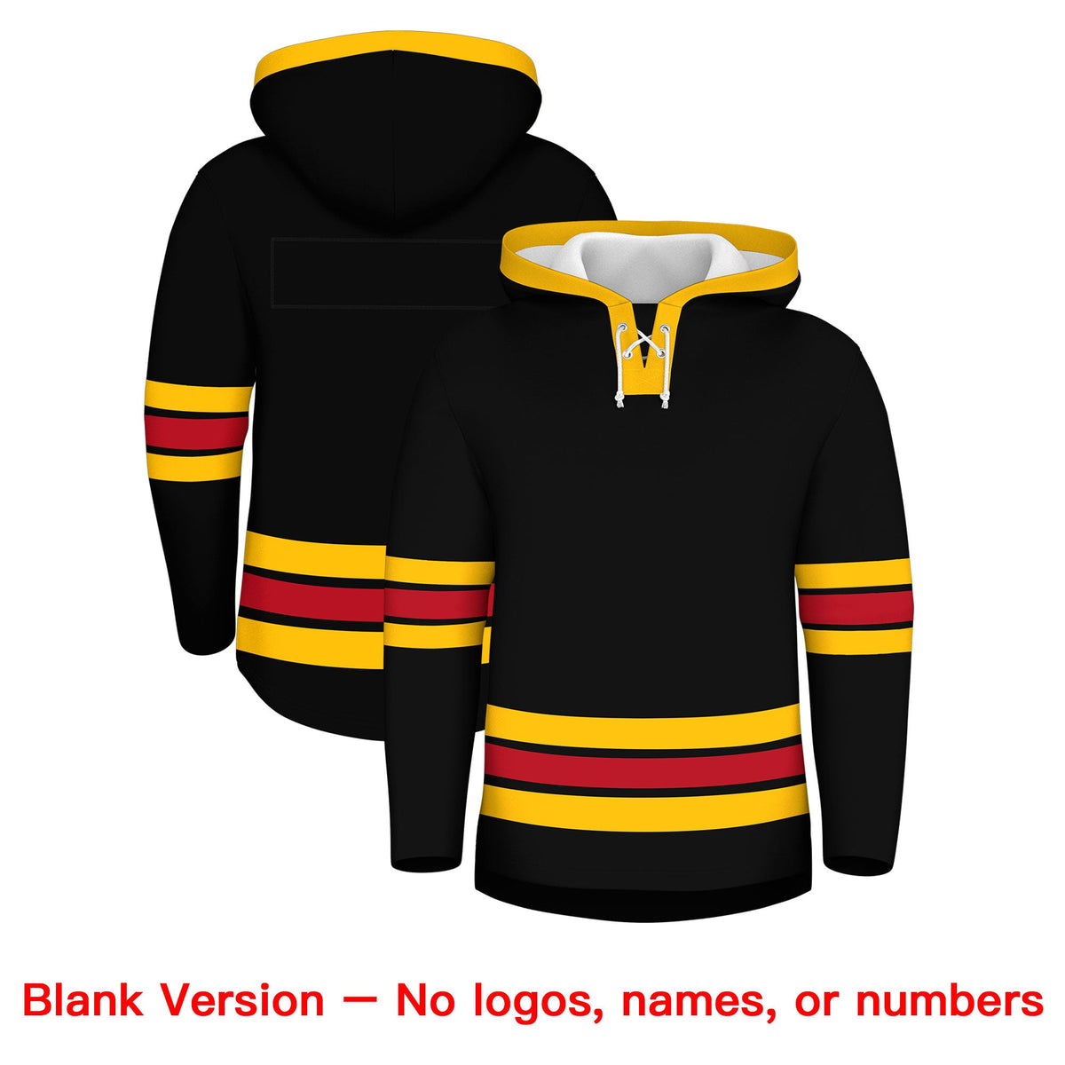 Custom Hockey Hoodie Jersey Black Red Classic Style Add Name,Number & Logo