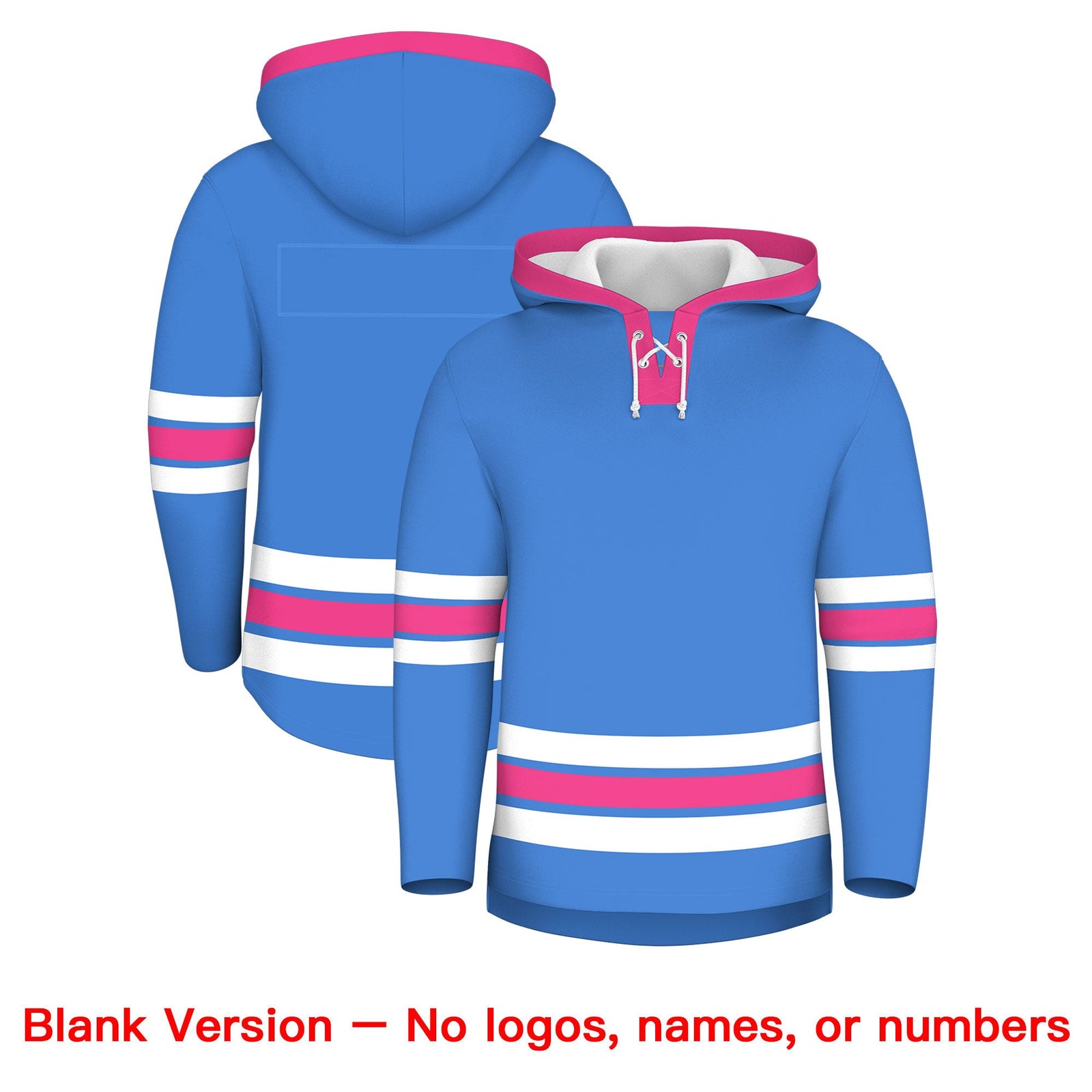 Custom Hockey Hoodie Jersey Powder Blue Pink Classic Style for Men&Youth