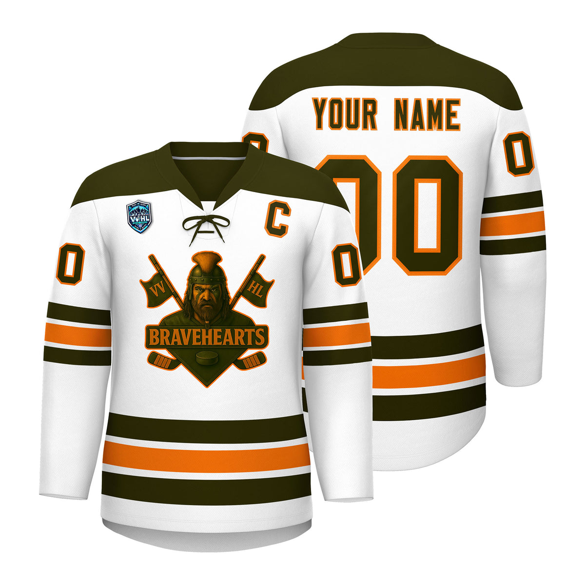 VVHL S7 Bravehearts Olive White Hockey Jersey