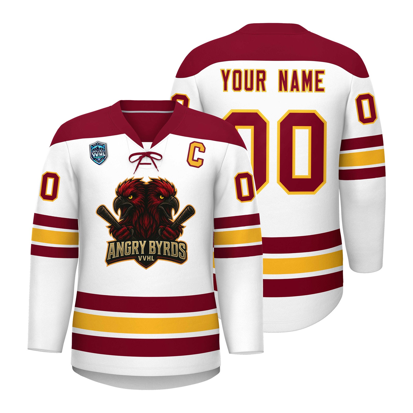 VVHL S7 Angry Byrds Black White Hockey Jersey