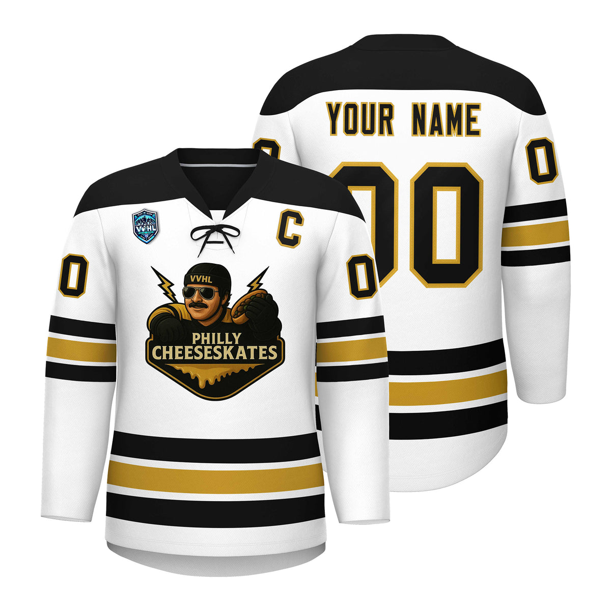 VVHL S7 Philly Cheeseskates Gold Yellow White Hockey Jersey