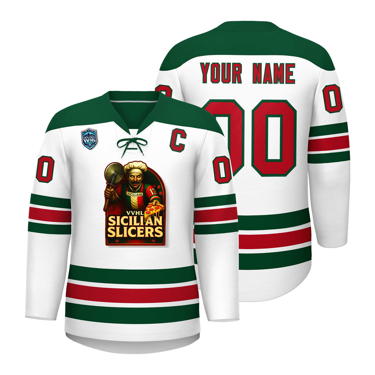 VVHL S7 Sicilian Slicers Green White Hockey Jersey