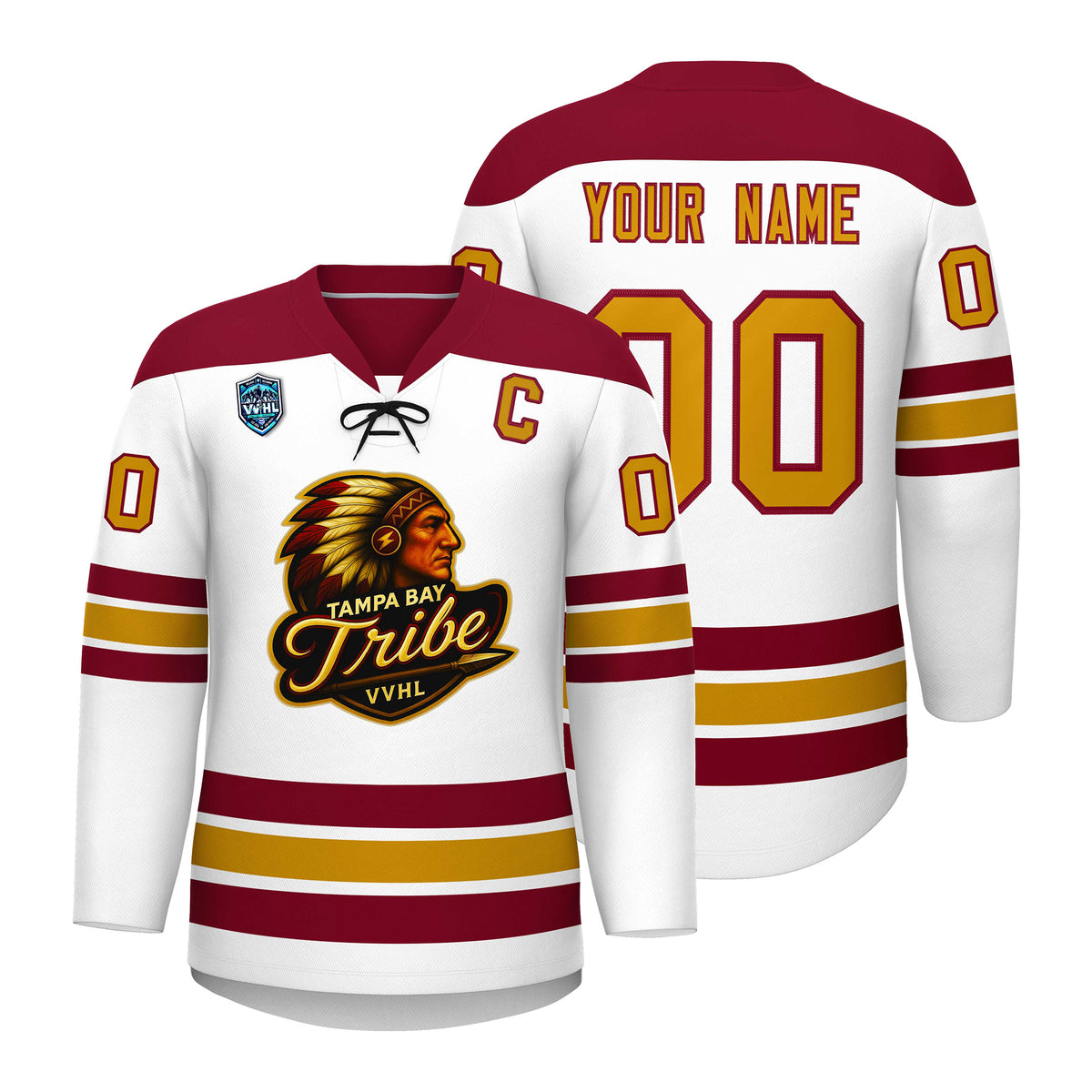VVHL S7 Tampa Bay Tribe Crimson White Hockey Jersey