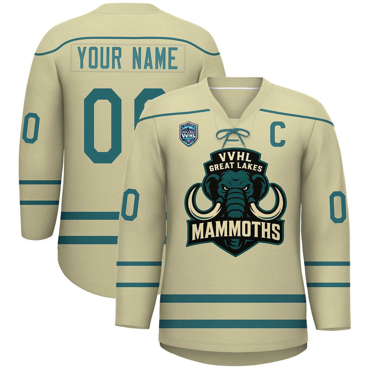 VVHL S9 Great Lakes Mammoths Black Teal Hockey Jersey