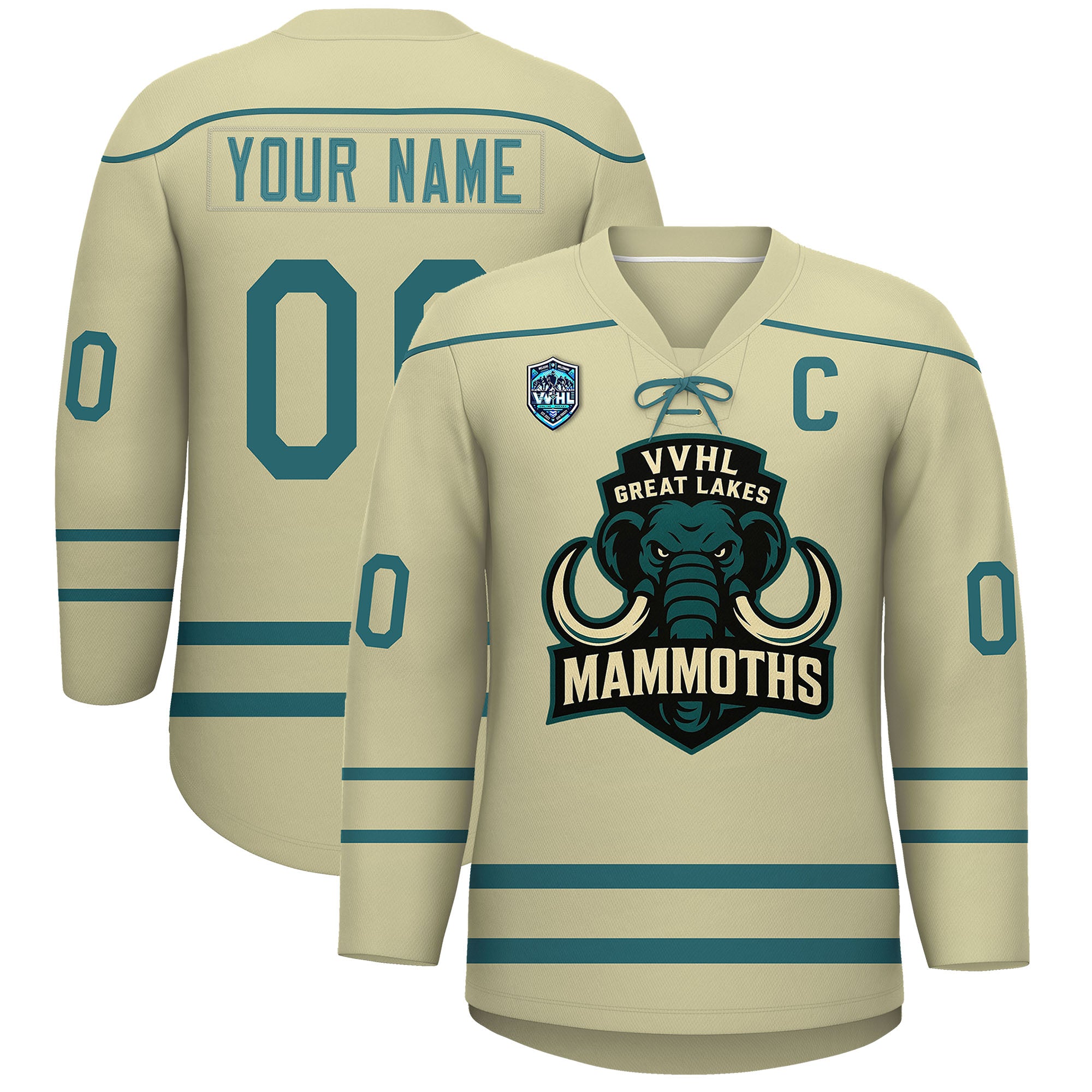 VVHL S9 Great Lakes Mammoths Black Teal Hockey Jersey