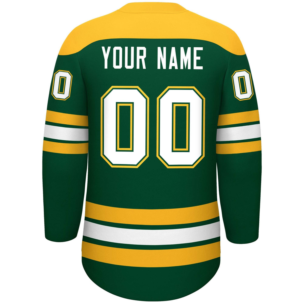 Custom Green Gold White Personalized Classic Lace-Up Neck Hockey Jersey
