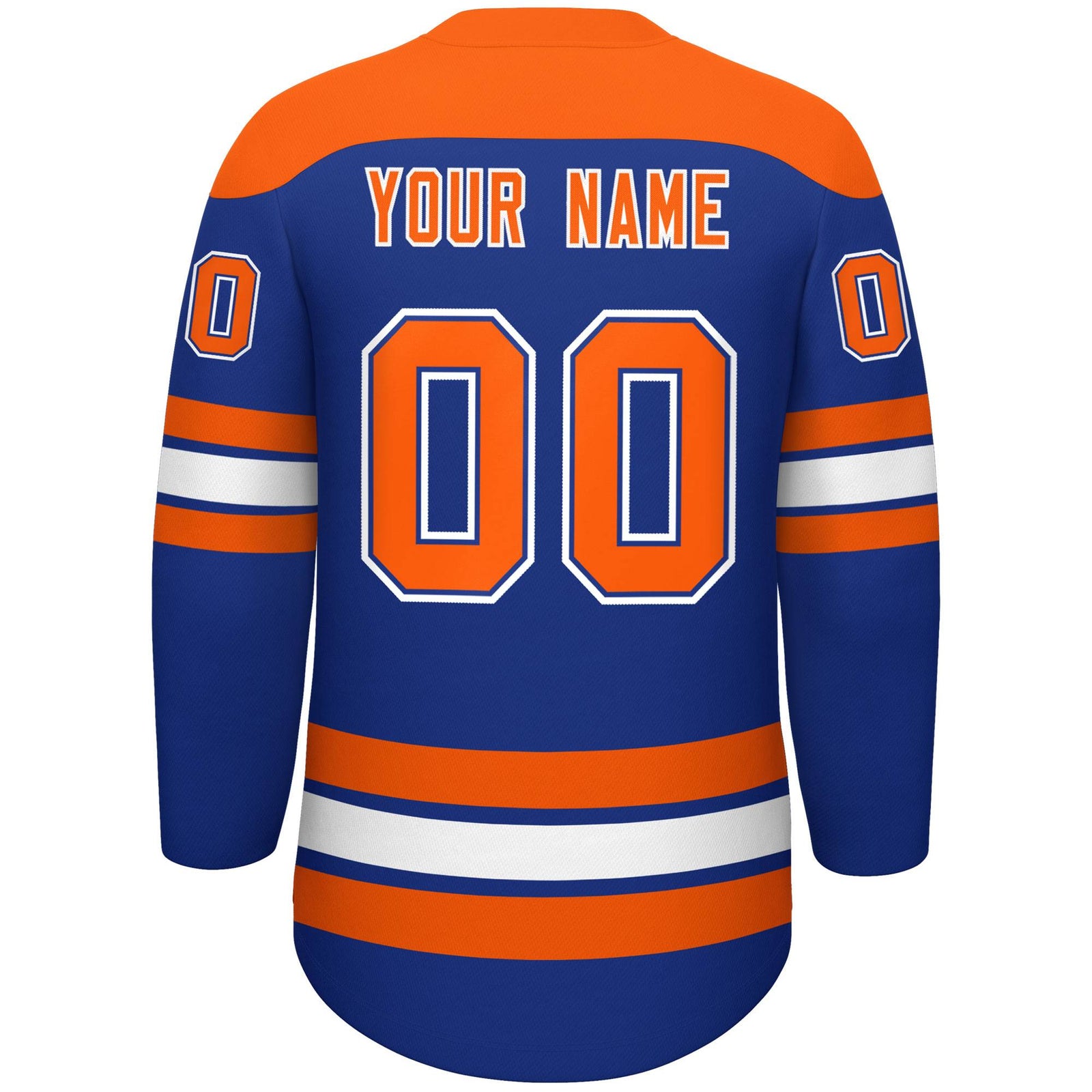 Custom Royal Orange White Personalized Classic Lace-Up Neck Hockey Jersey