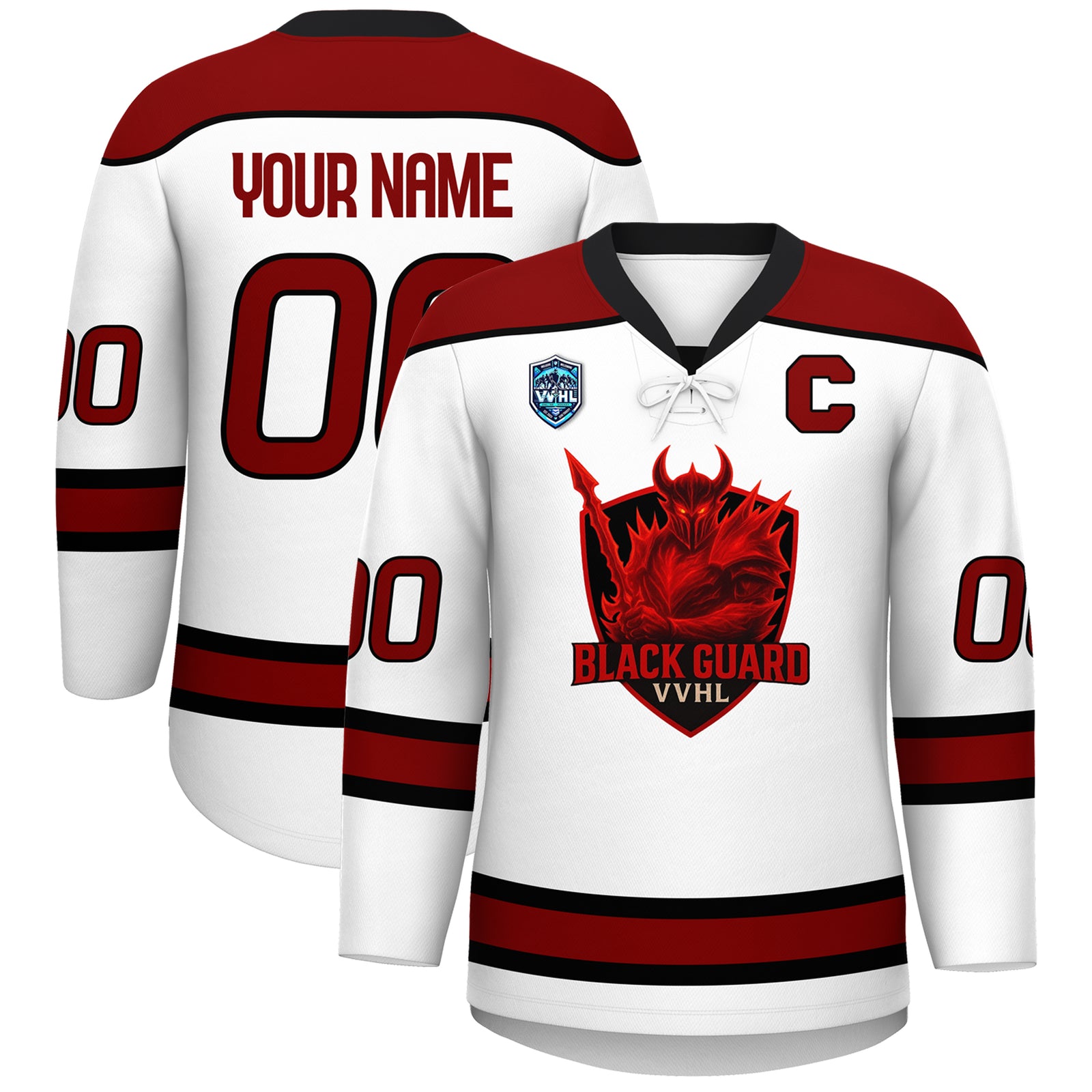 VVHL S8 Custom Black Guard Blue  Hockey Jersey