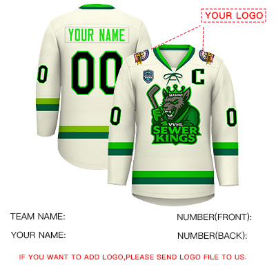 VVHL S9 Sewer Kings White Green Hockey Jersey