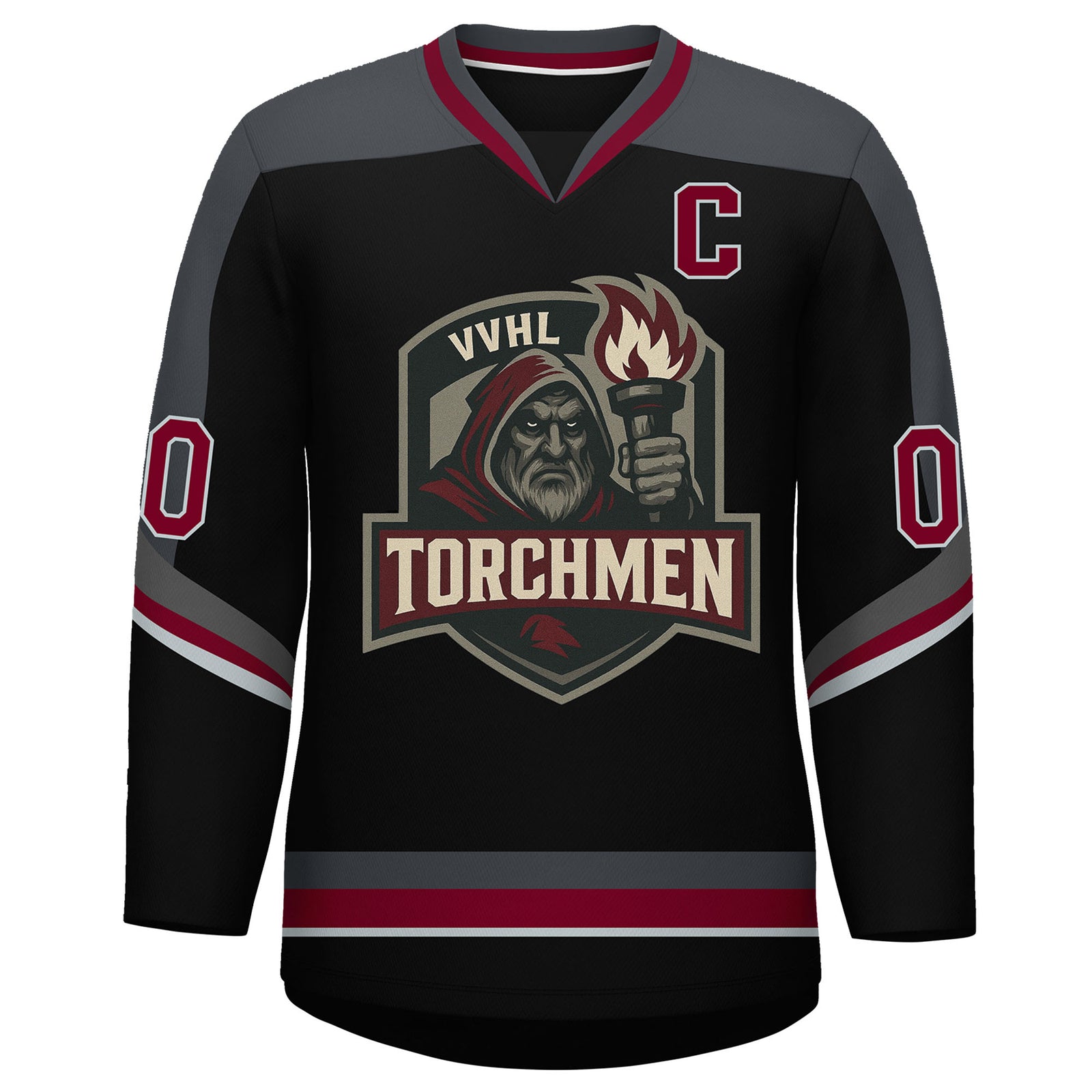 VVHL S9 Torchmen Black White Hockey Jersey