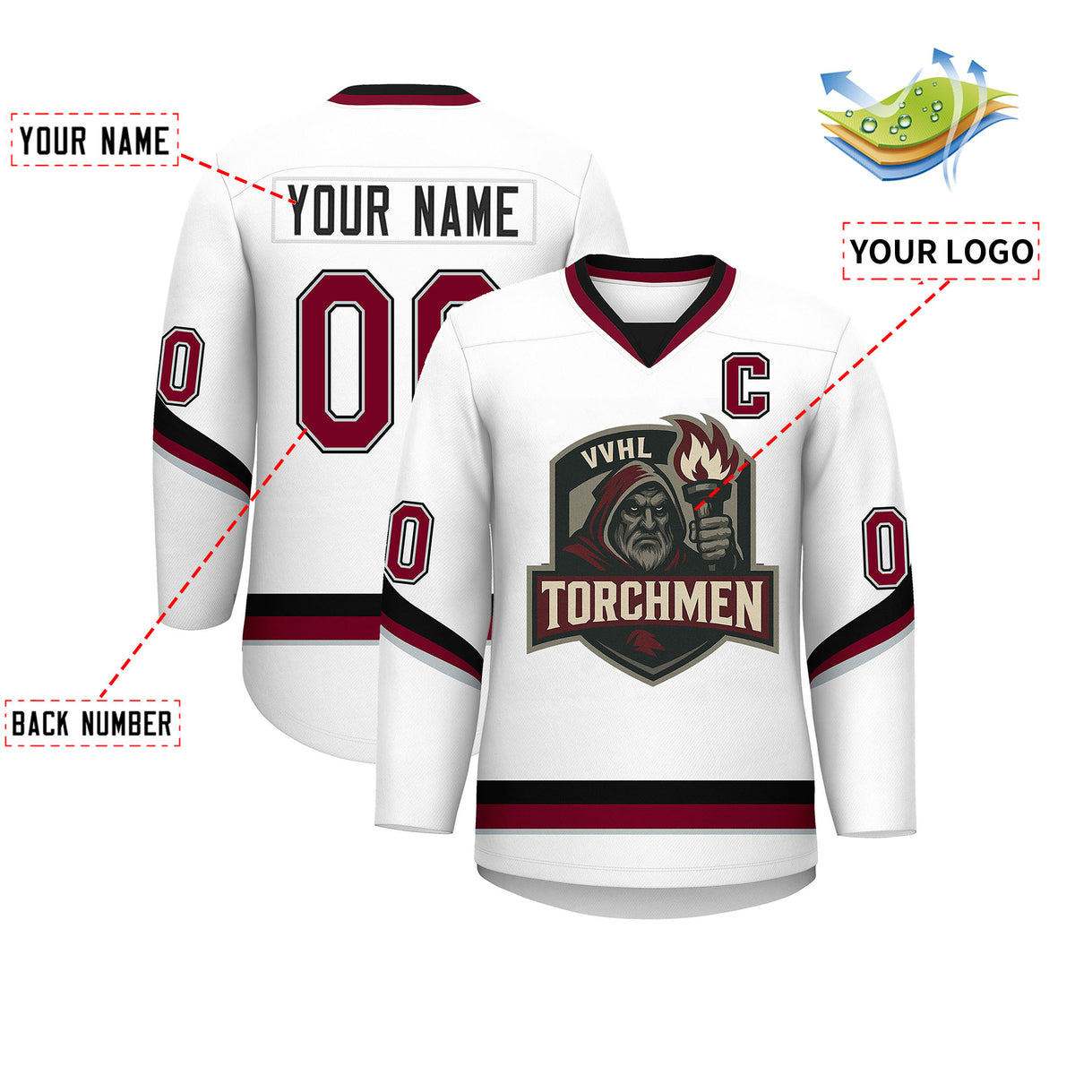 VVHL S9 Torchmen Black White Hockey Jersey