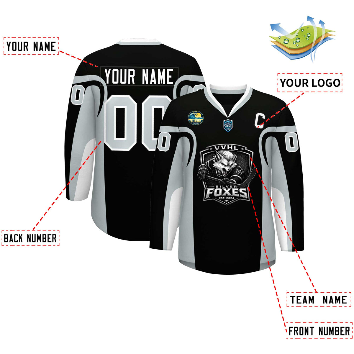 VVHL S11 Silver Fox Hockey Jersey