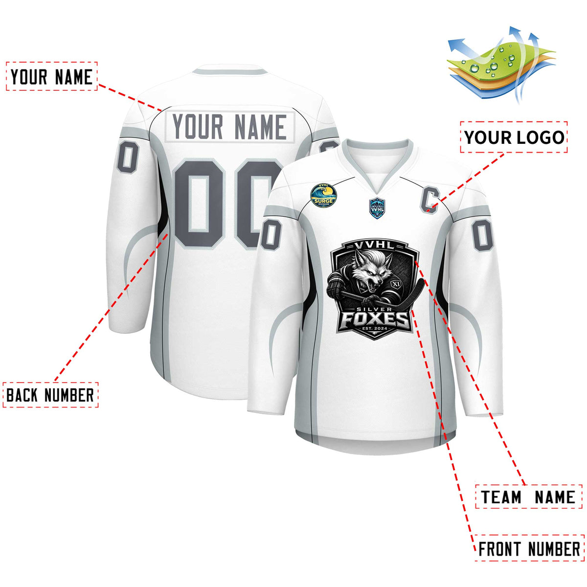 VVHL S11 Silver Fox Hockey Jersey