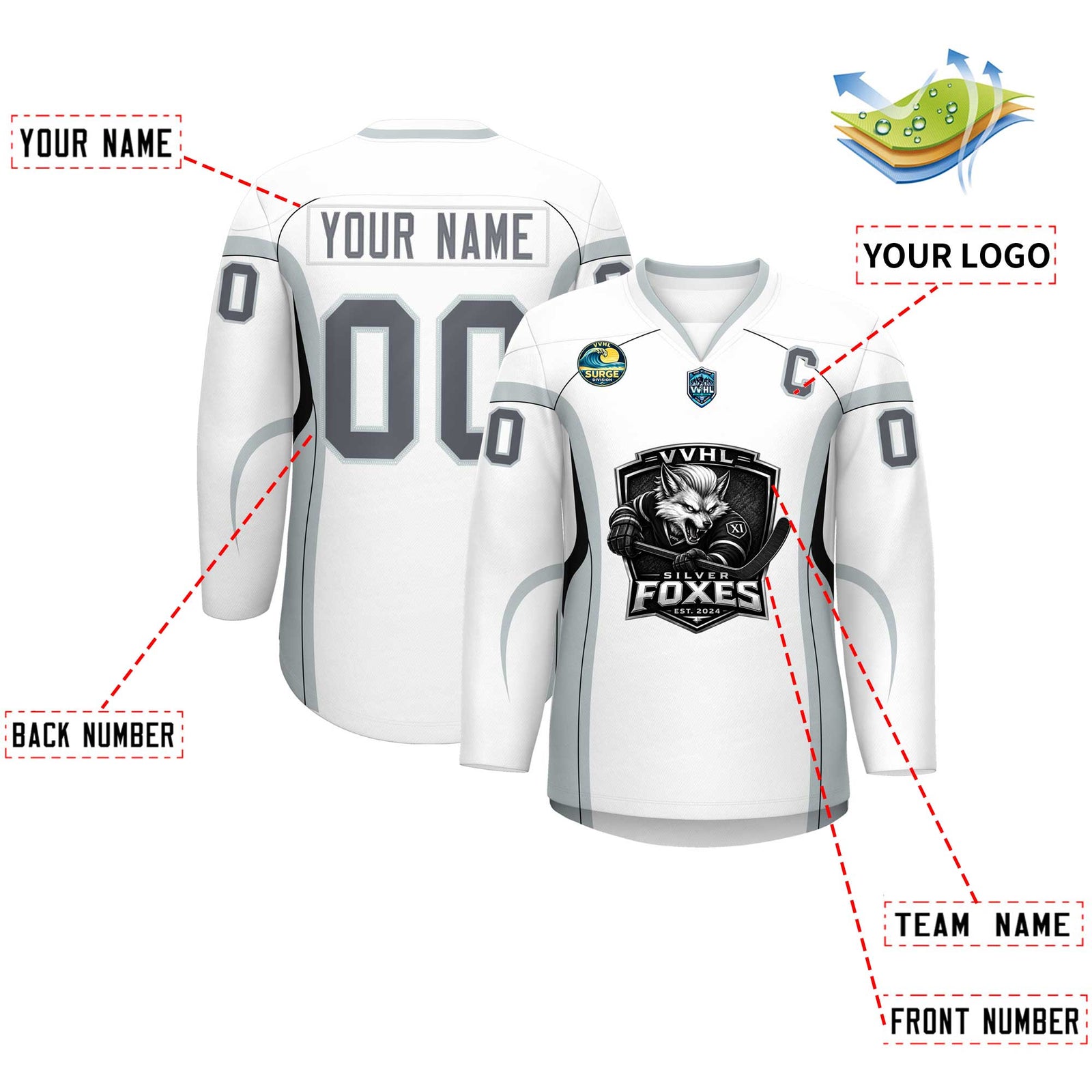 VVHL S11 Silver Fox Hockey Jersey