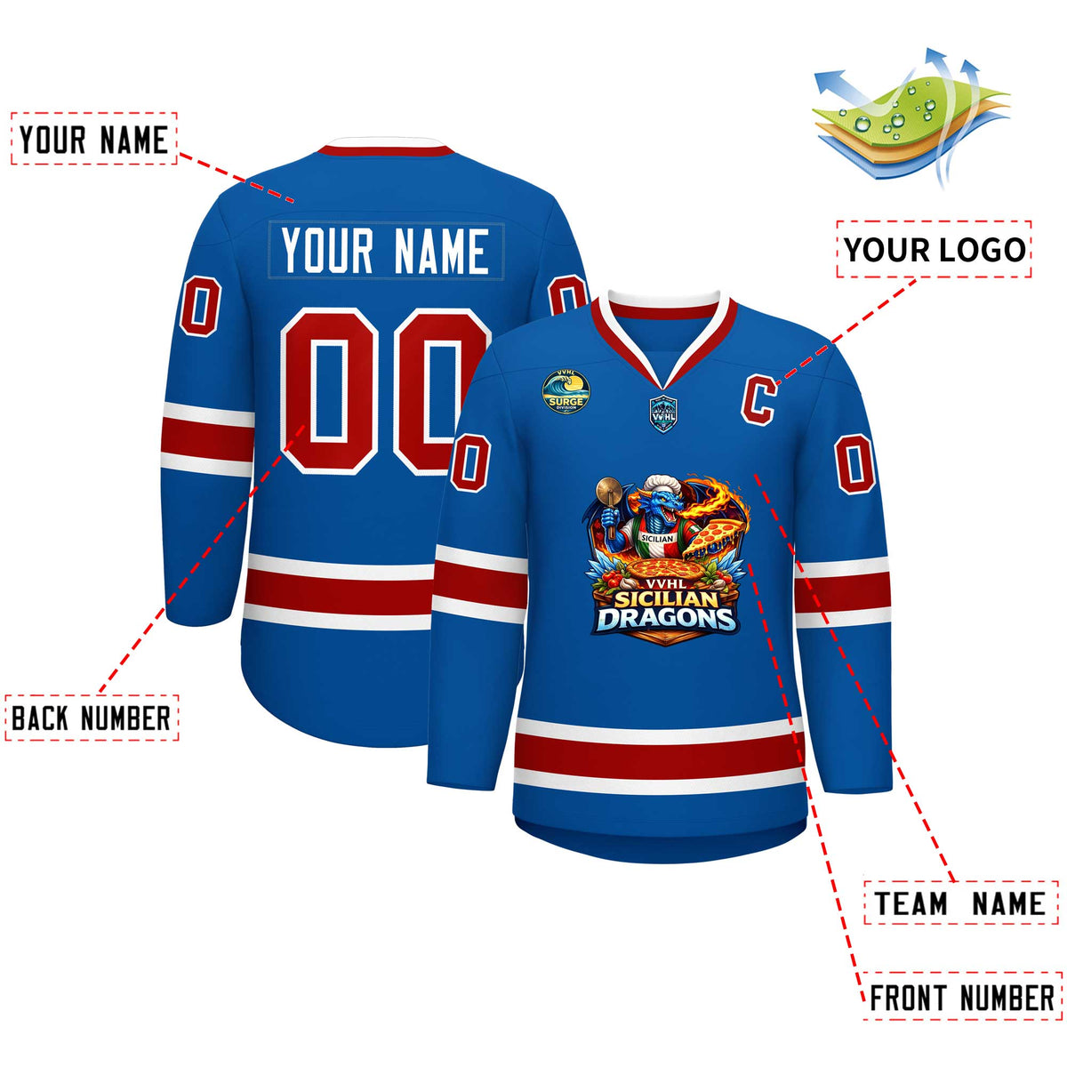 VVHL S11 Sicilian Dragons Hockey Jersey