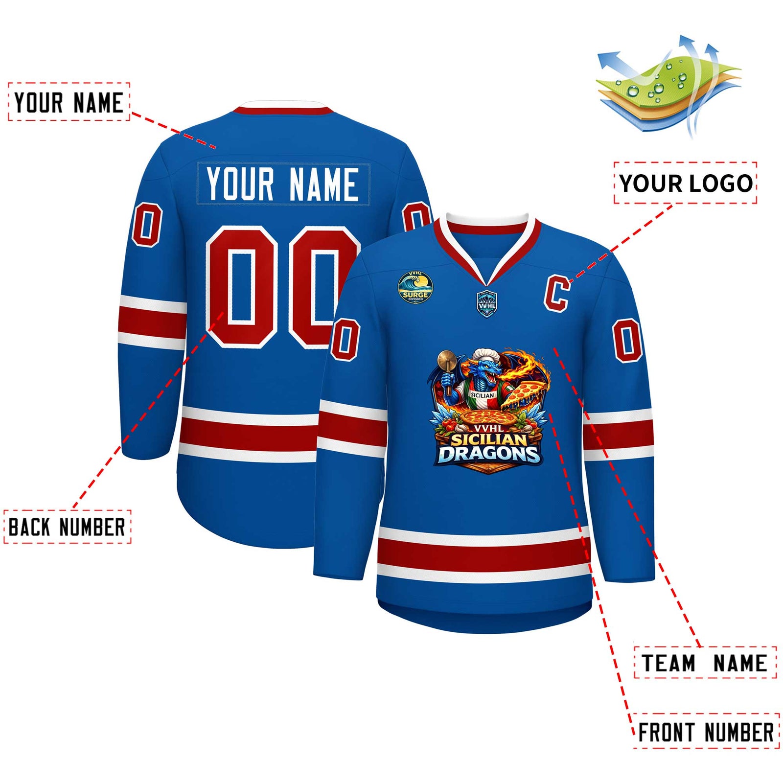 VVHL S11 Sicilian Dragons Hockey Jersey