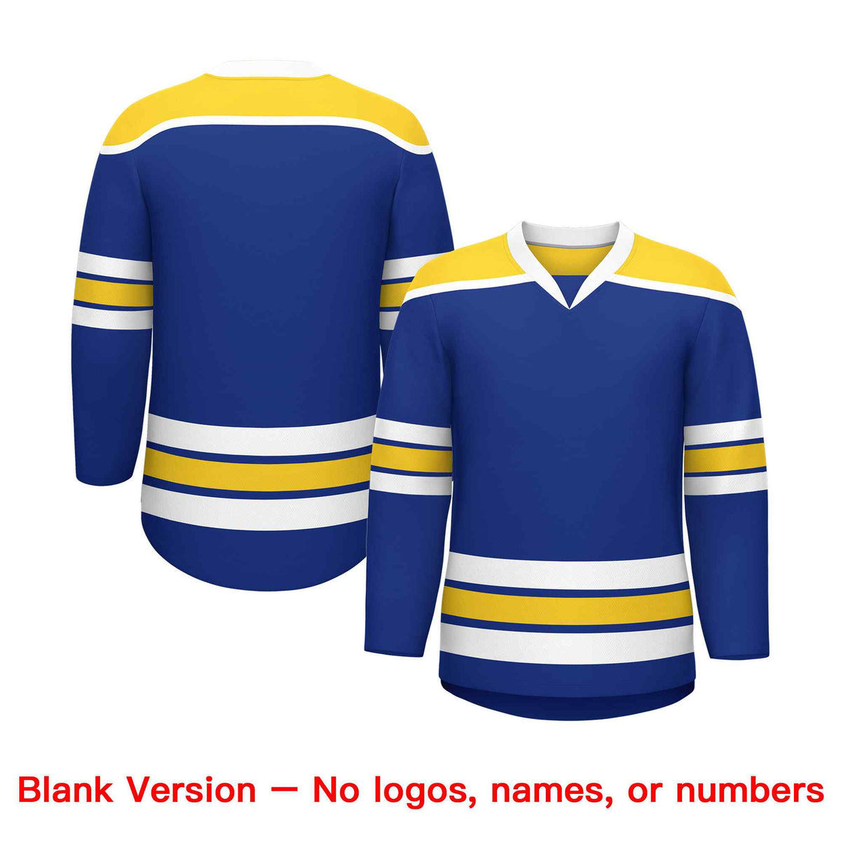 Custom Royal Blue Gold Ice Cream Helmet Pattern Personalized V-Neck Hockey Jersey
