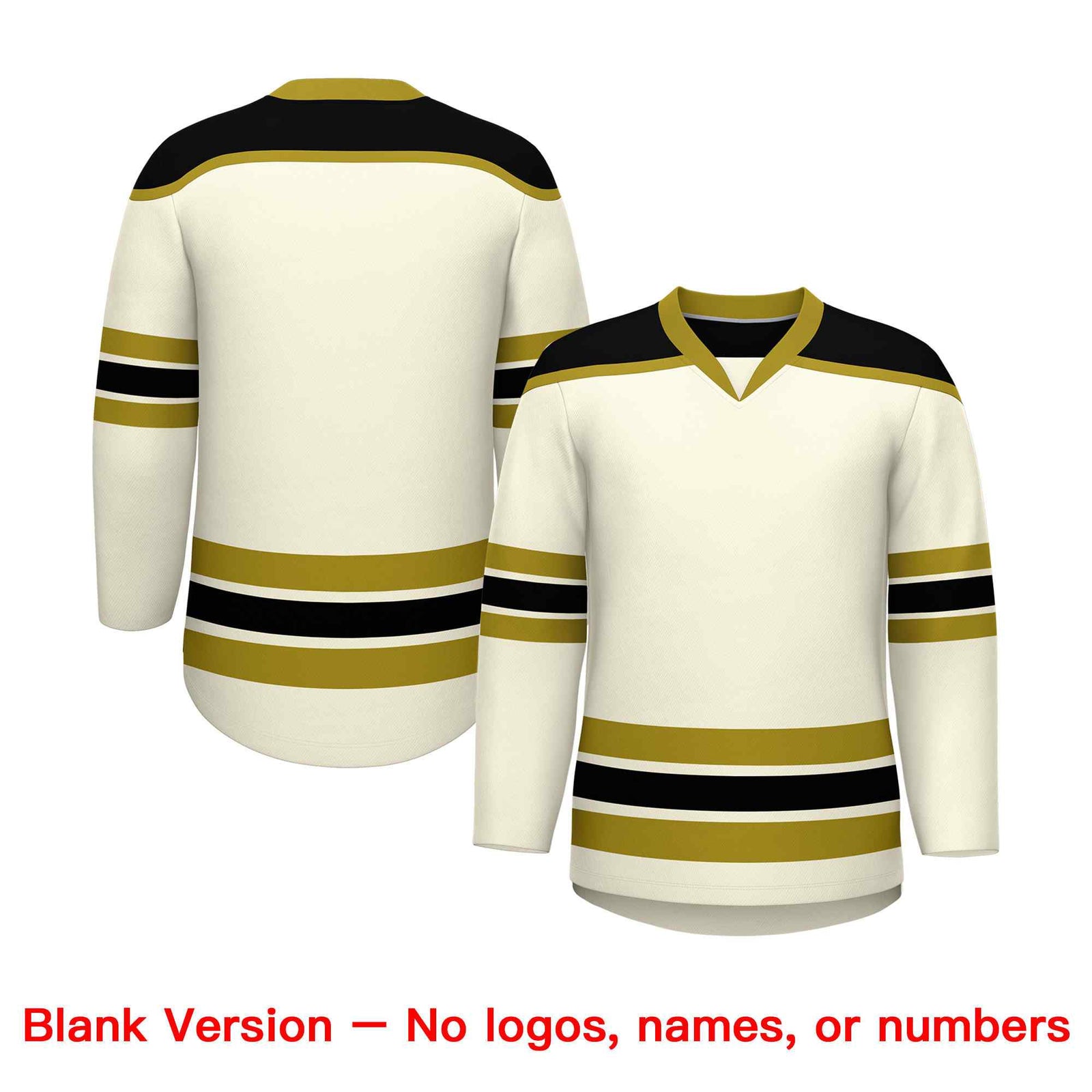 Custom Cream Old Gold Ice Cream Helmet Pattern Personalized V-Neck Hockey Jersey