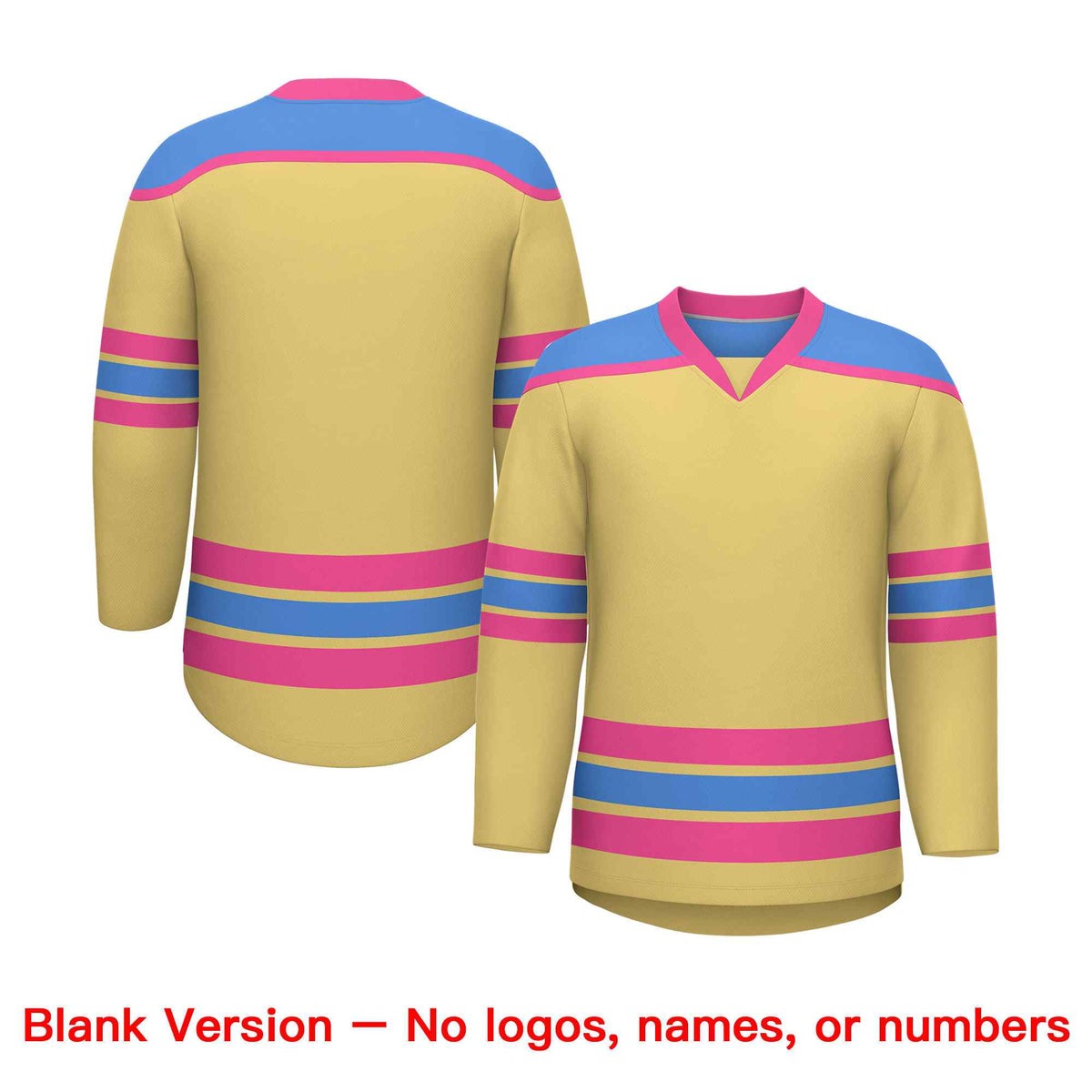 Custom Khaki Powder Blue Ice Cream Helmet Pattern Personalized V-Neck Hockey Jersey