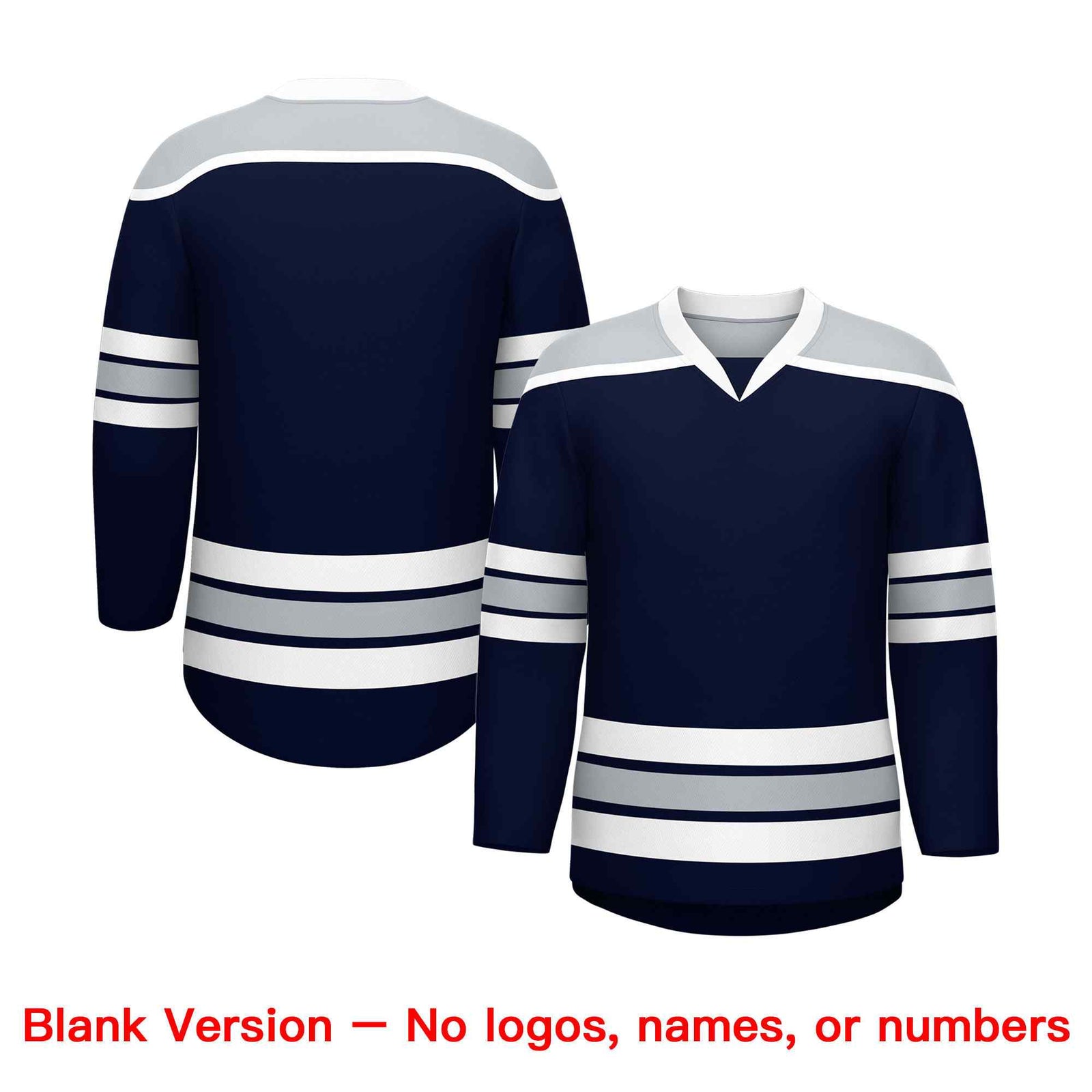 Custom Navy Silver Ice Cream Helmet Pattern Personalized V-Neck Hockey Jersey| KXKSHOP