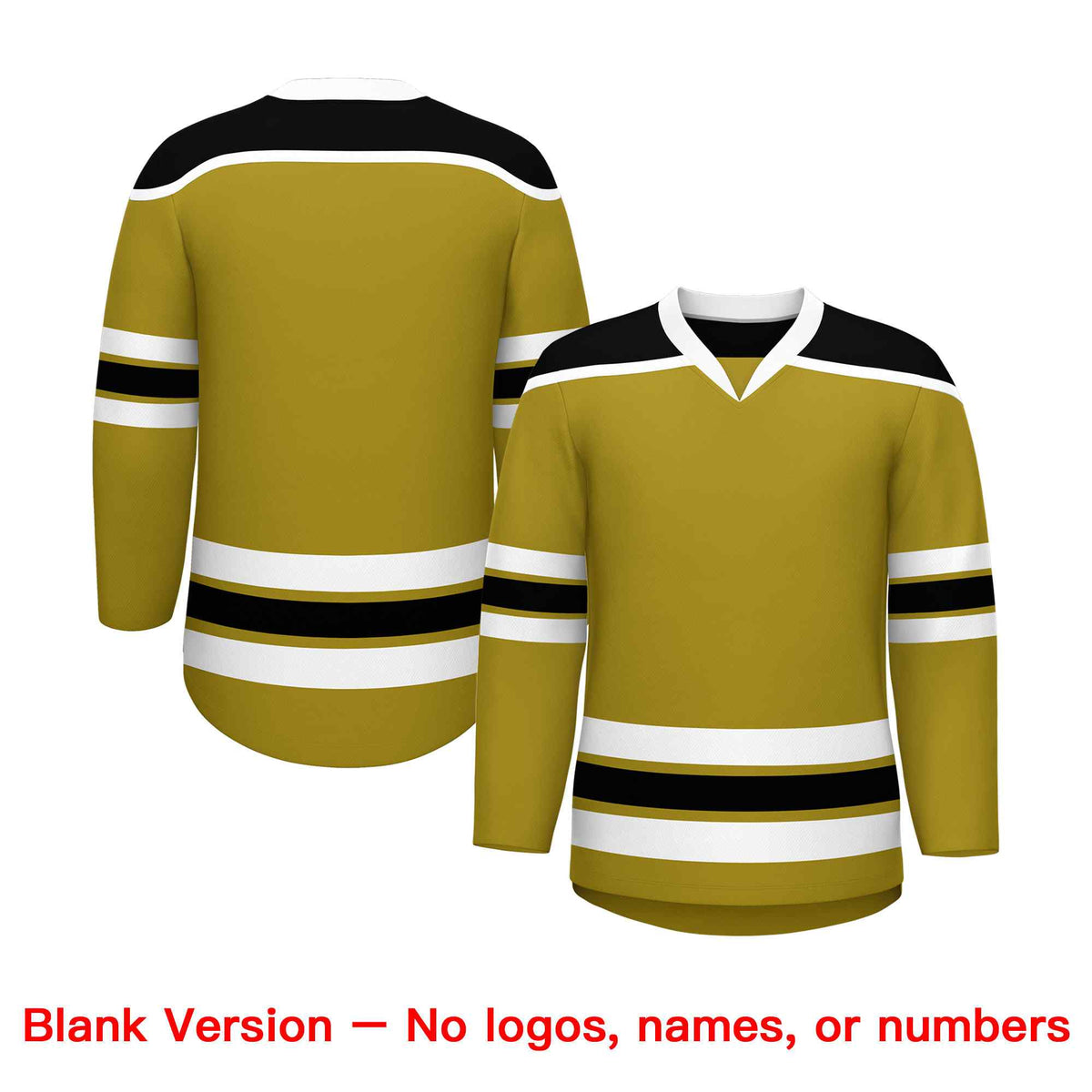 Custom Old Gold Black Ice Cream Helmet Pattern Personalized V-Neck Hockey Jersey| KXKSHOP