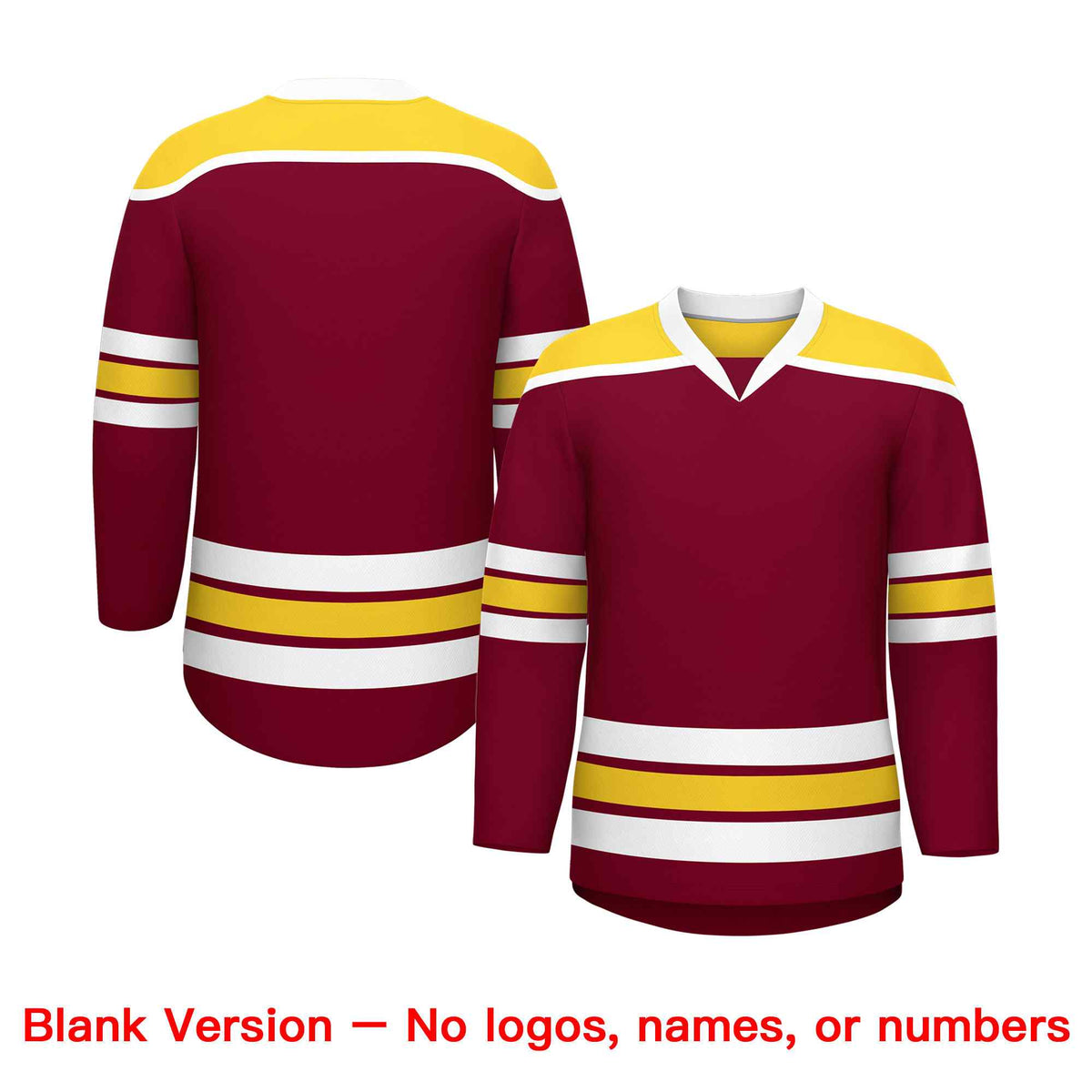 Custom Crimson Gold Ice Cream Helmet Pattern Personalized V-Neck Hockey Jersey| KXKSHOP