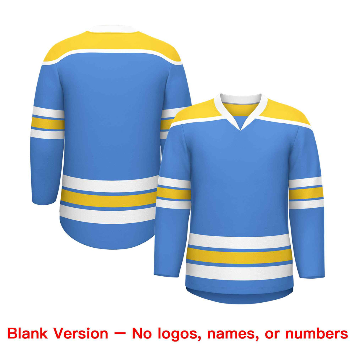 Custom Powder Blue Gold Ice Cream Helmet Pattern Personalized V-Neck Hockey Jersey