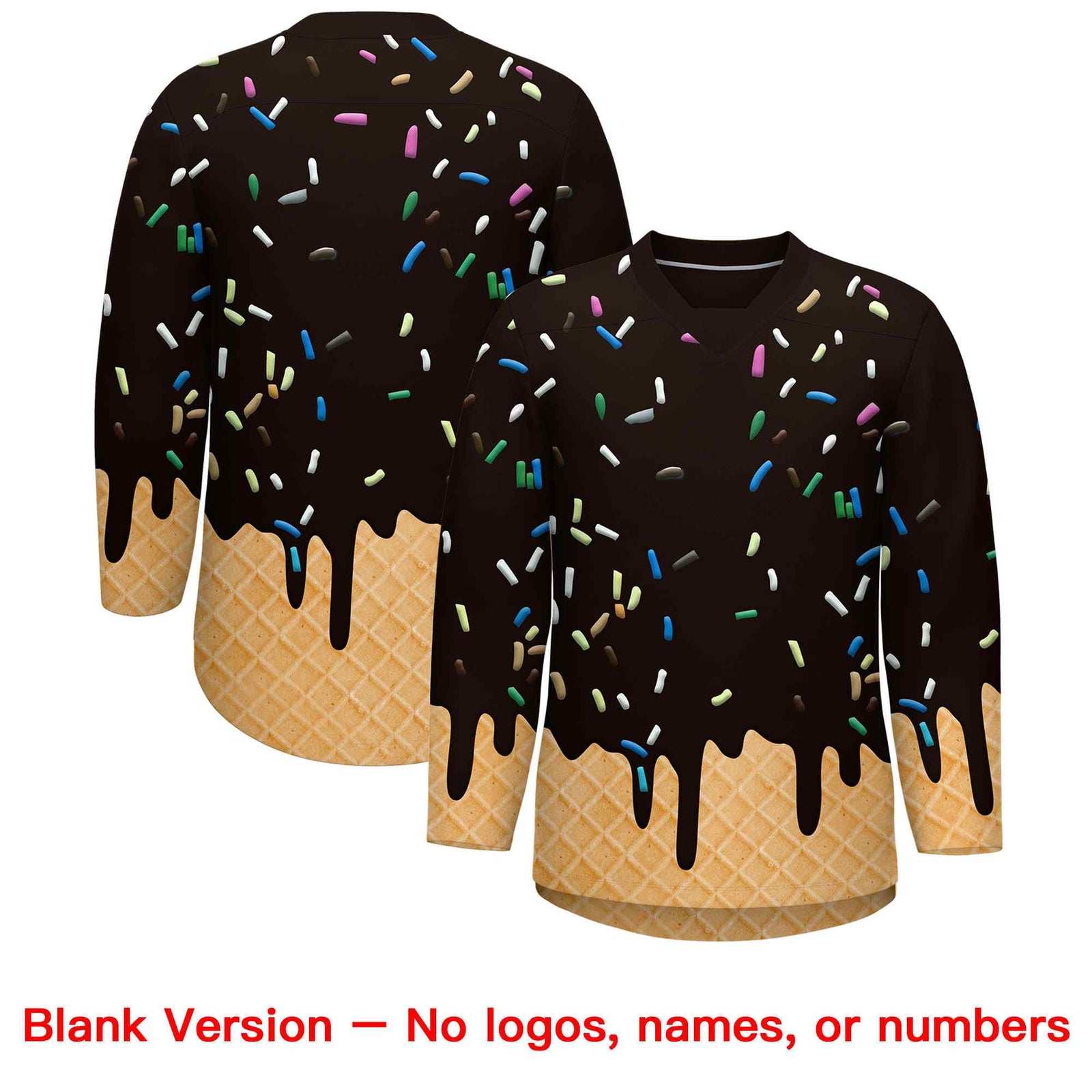 Custom Brown Red Ice Cream Pattern Personalized V-Neck Hockey Jersey