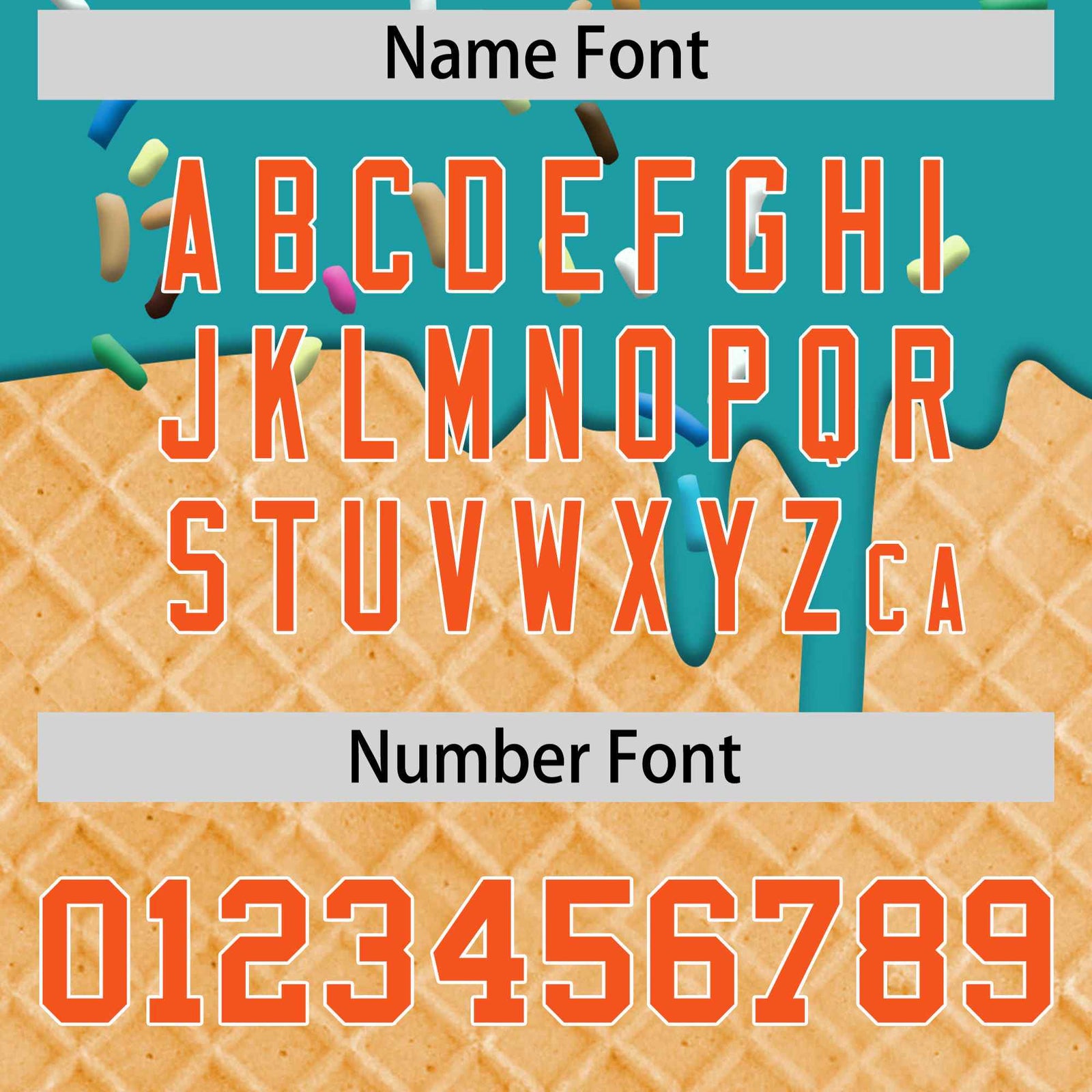 Custom Aqua Orange Ice Cream Pattern Personalized V-Neck Hockey Jersey