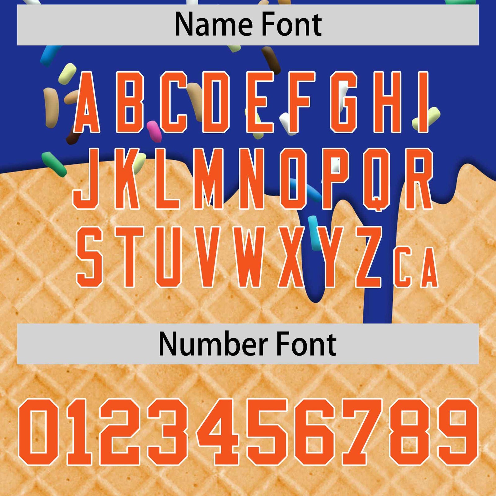 Custom Royal Blue Orange Ice Cream Pattern Personalized V-Neck Hockey Jersey