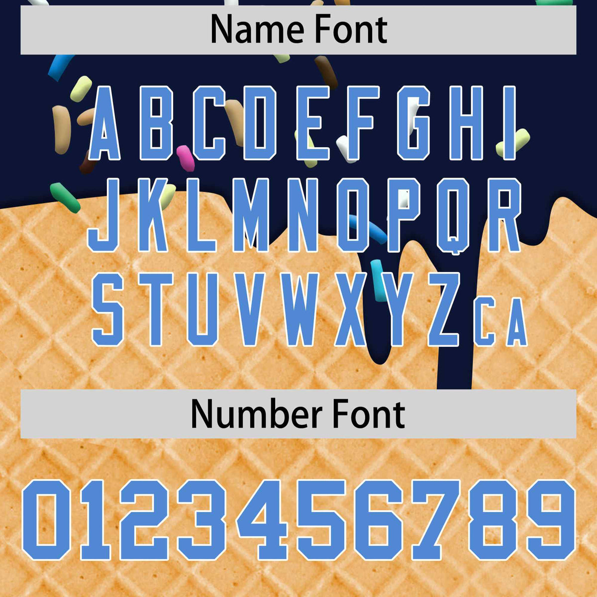 Custom Navy Powder Blue Ice Cream Pattern Personalized V-Neck Hockey Jersey