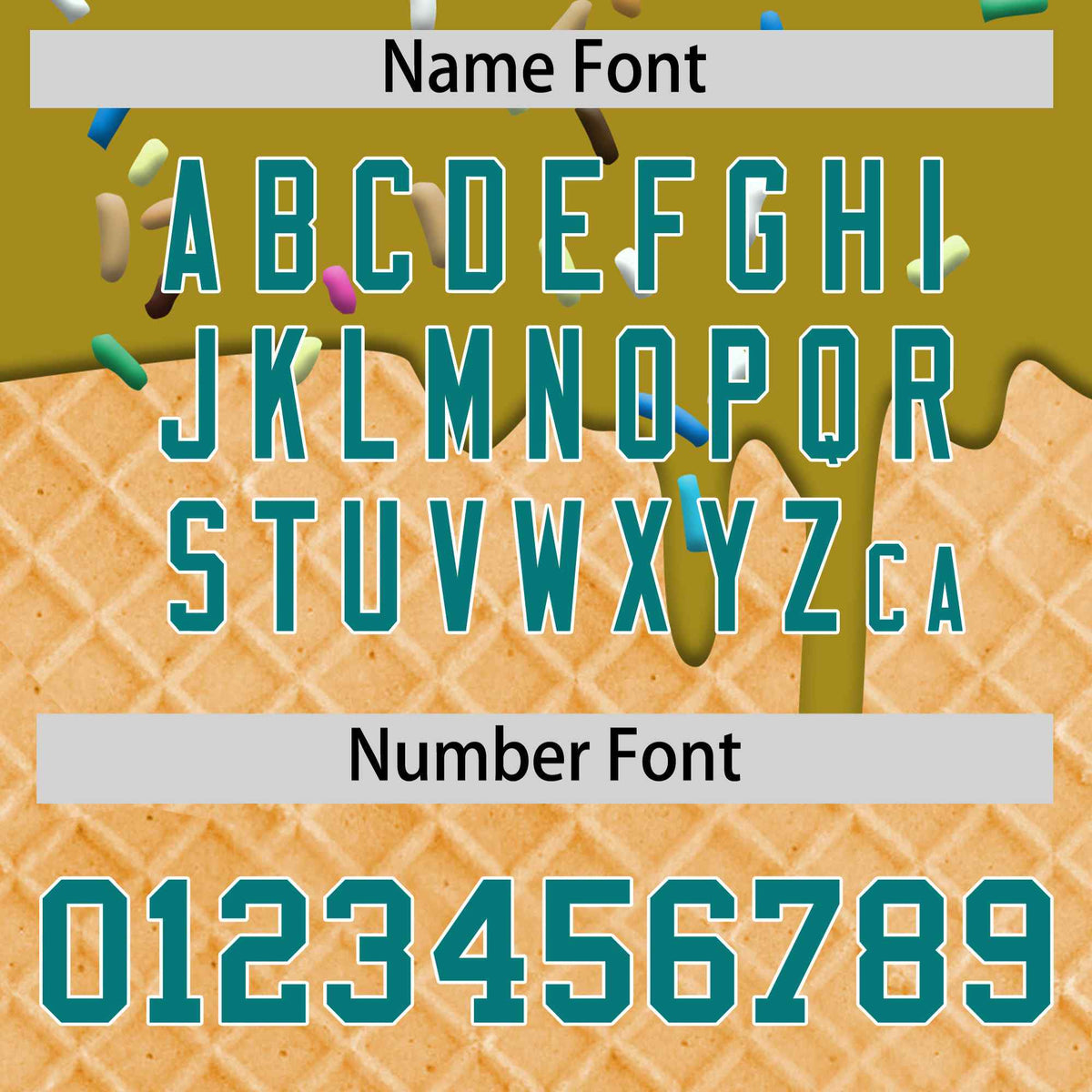 Custom Old Gold Teal Ice Cream Pattern Personalized V-Neck Hockey Jersey| KXKSHOP