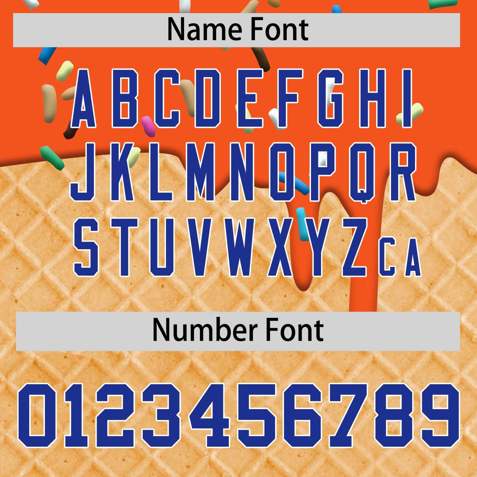 Custom Orange Royal Blue Ice Cream Pattern Personalized V-Neck Hockey Jersey| KXKSHOP