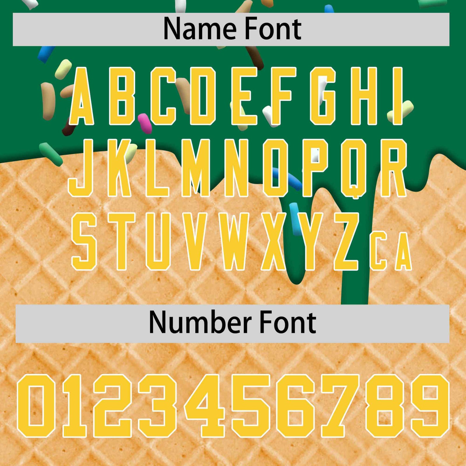 Custom Kelly Green Gold Ice Cream Pattern Personalized V-Neck Hockey Jersey| KXKSHOP