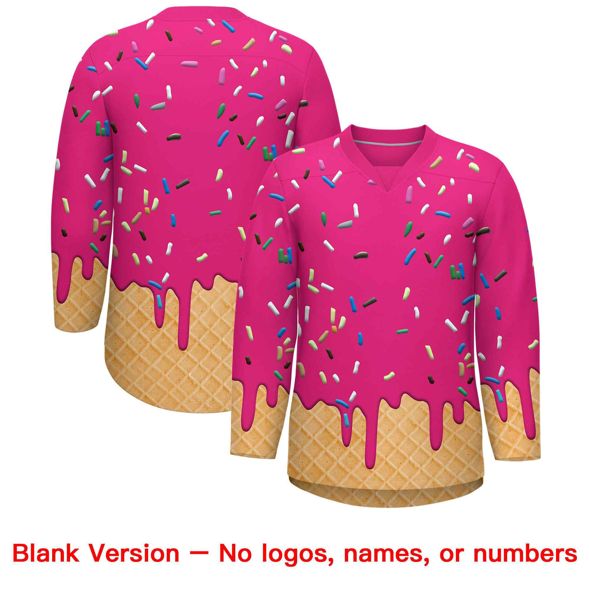 Custom Rose Red Black Ice Cream Pattern Personalized V-Neck Hockey Jersey| KXKSHOP