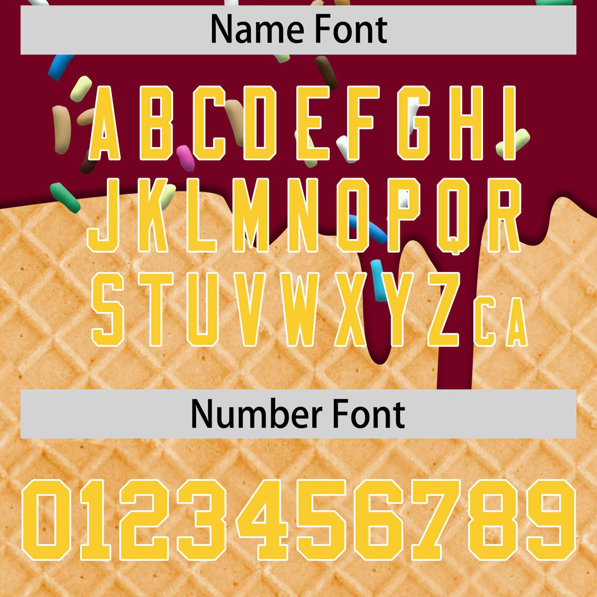 Custom Crimson Gold Ice Cream Pattern Personalized V-Neck Hockey Jersey