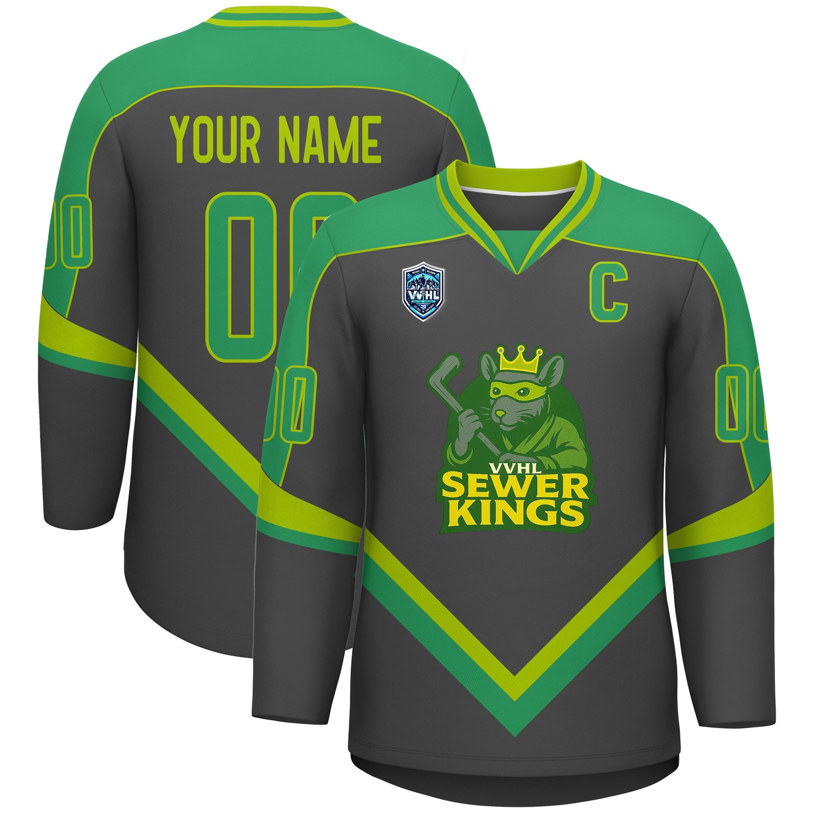 VVHL S8 Sewer Kings Turtle Green Hockey Jersey