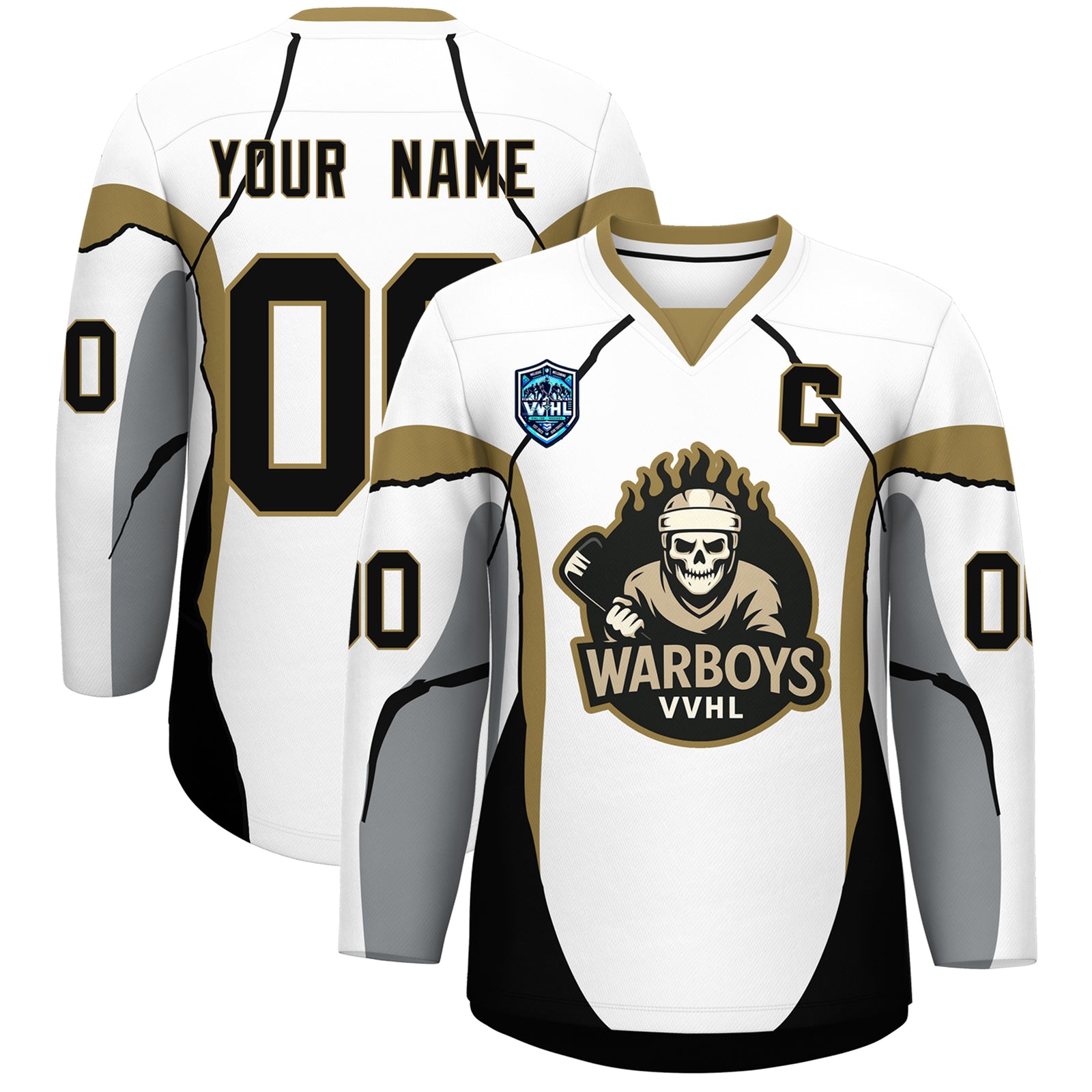 VVHL S8 Custom Warboys White Hockey Jersey