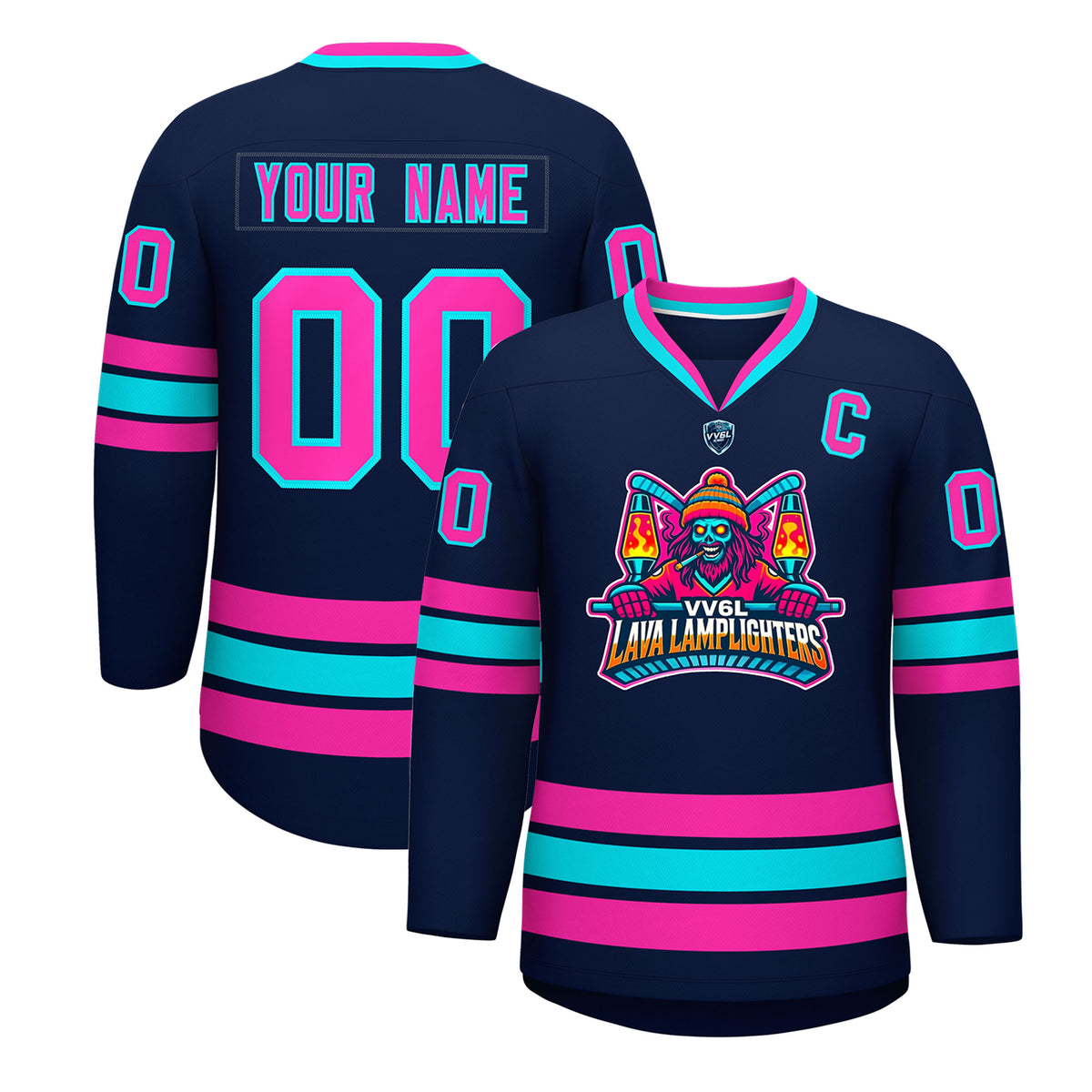 VV6L Custom LAVA LAMPLIGHTERS Navy Hockey Jersey