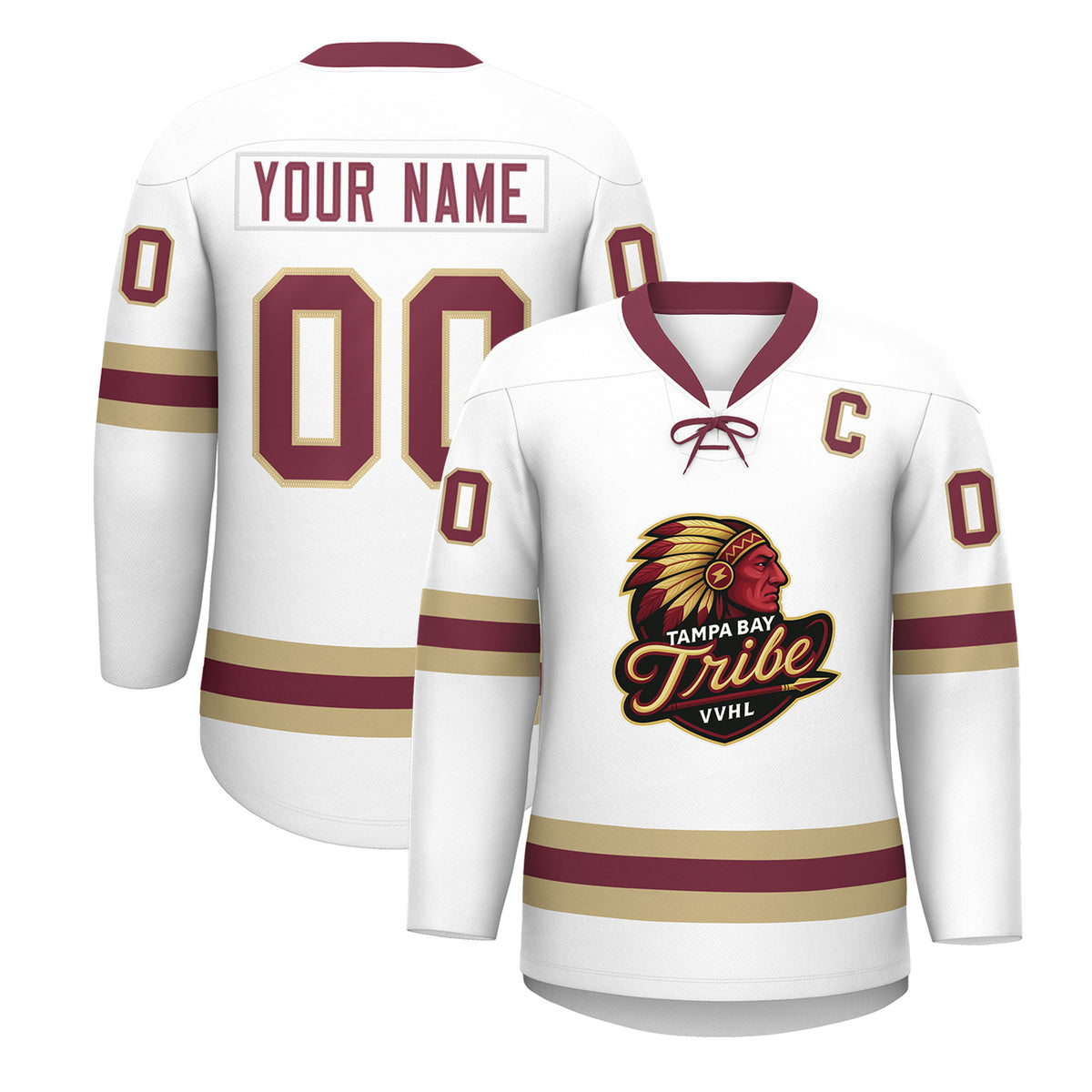 VVHL Custom TEMPA BAY TRIBE  Whtie Hockey Jersey