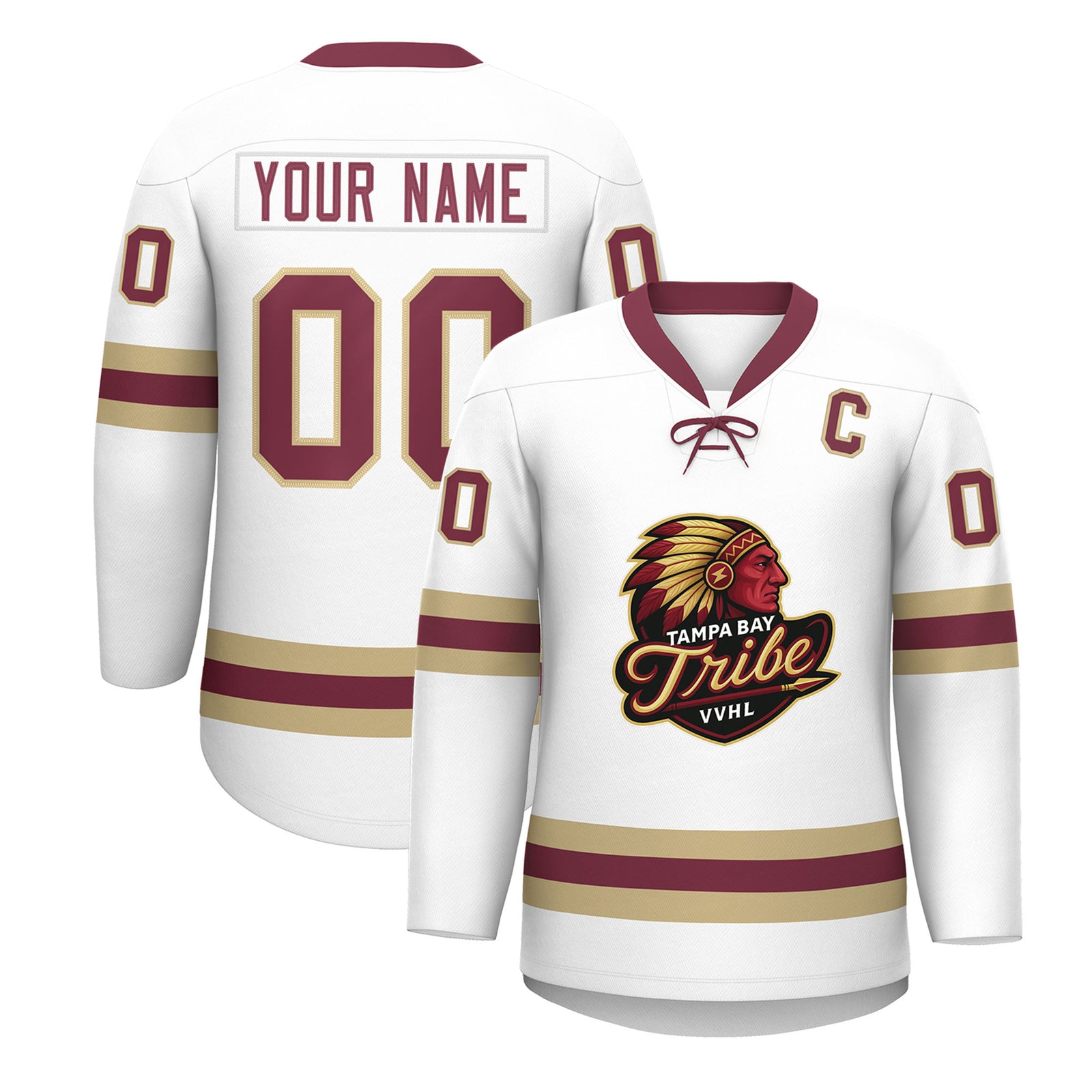 VVHL Custom TEMPA BAY TRIBE  Whtie Hockey Jersey