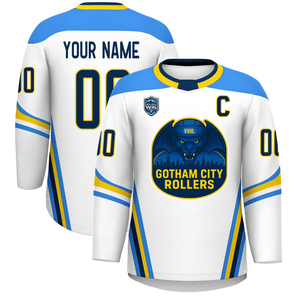 VVHL S8 Custom GOTHAM CITY ROLLERS Gotham Blue Hockey Jersey