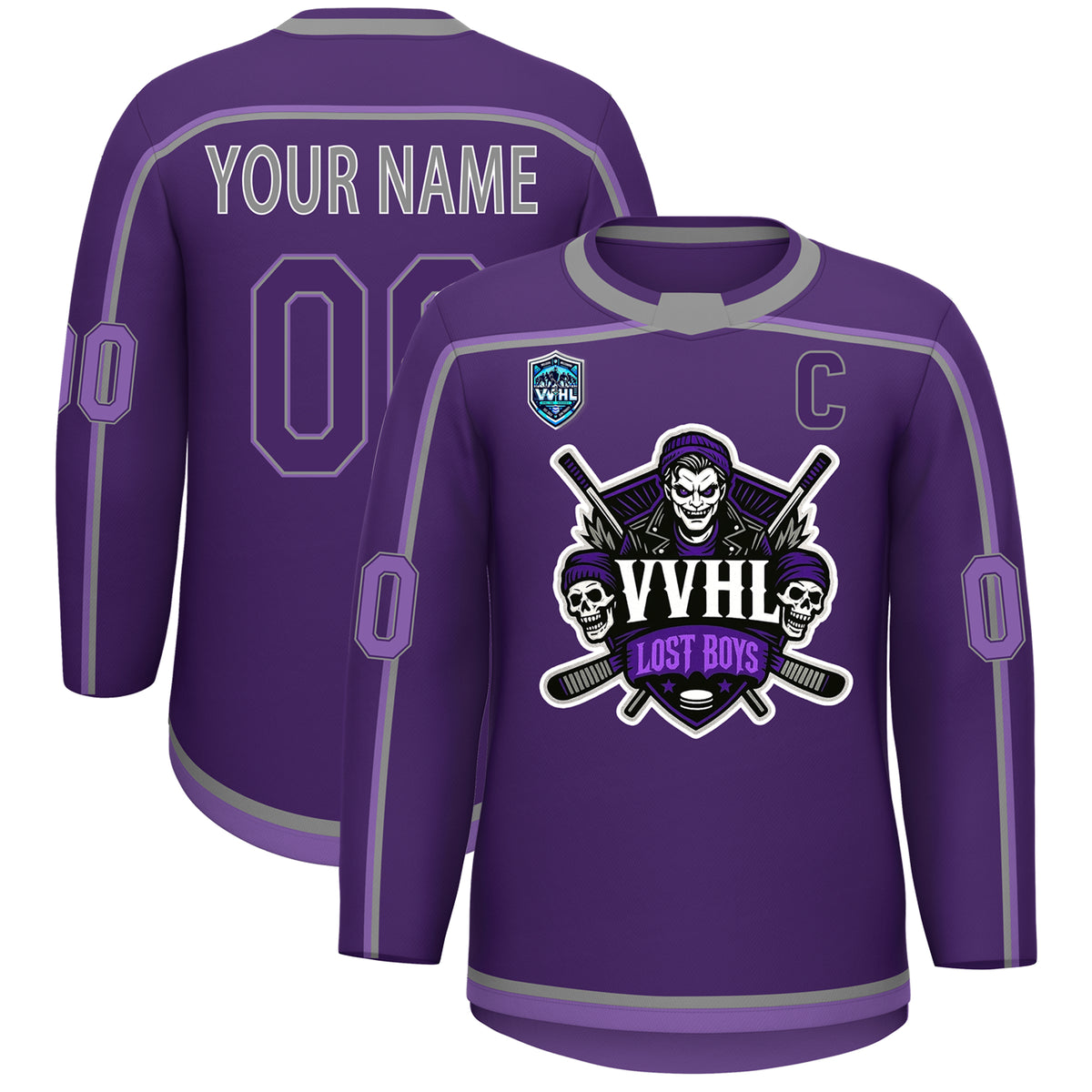 VVHL S8 Lost Boys Black White Purple Hockey Jersey