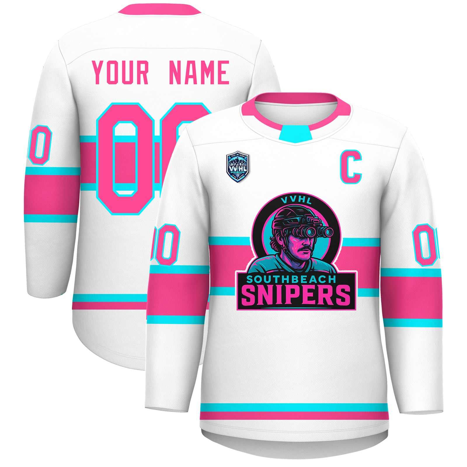 VVHL S8 South beach Snipers Black White Hockey Jersey