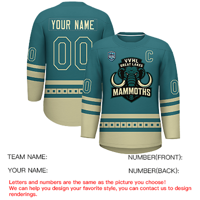 VVHL S9 Great Lakes Mammoths Black Teal Hockey Jersey