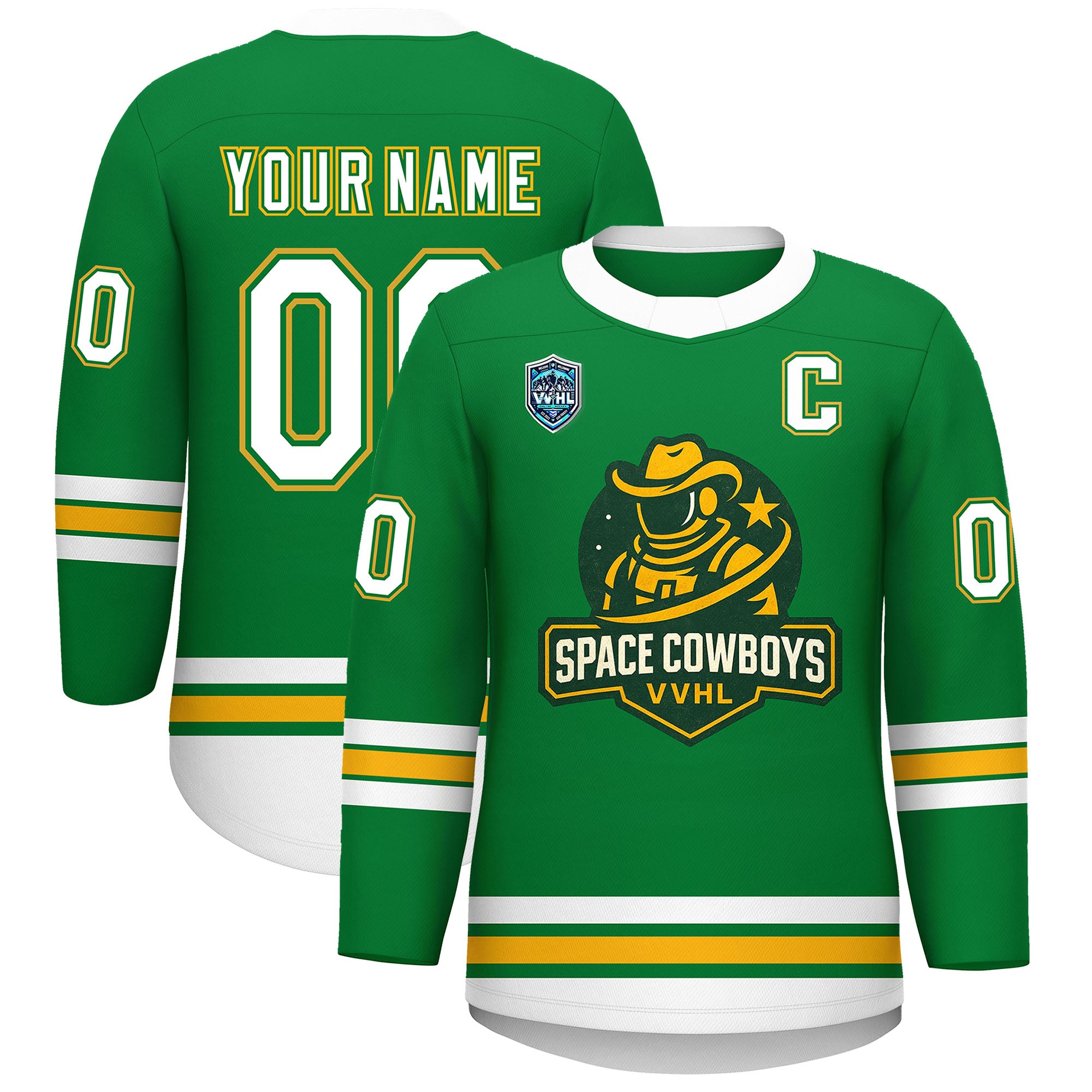 VVHL S9 Space Cowboys Black White Green Hockey Jersey