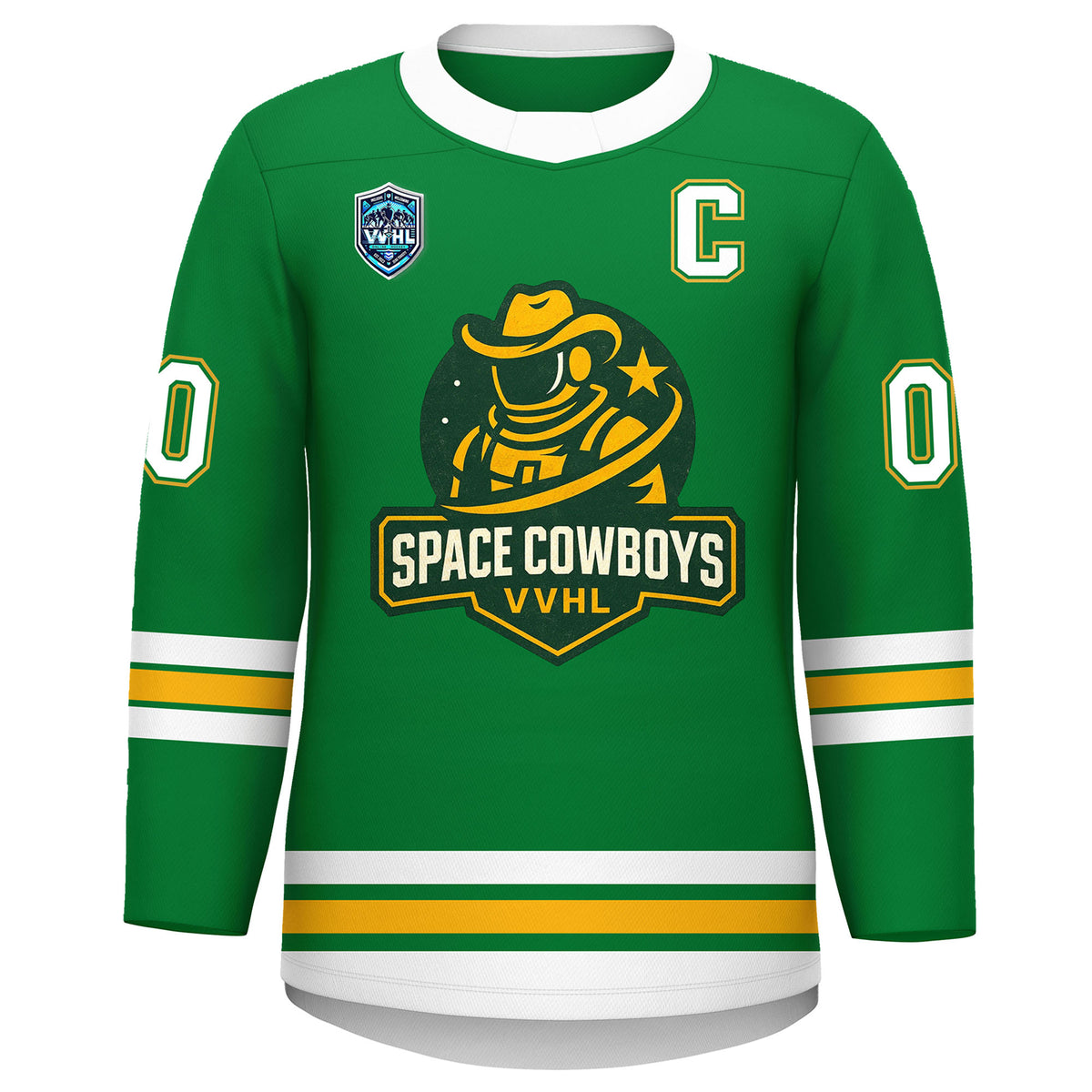 VVHL S9 Space Cowboys Black White Green Hockey Jersey