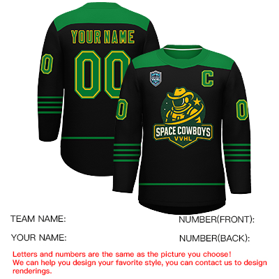 VVHL S9 Space Cowboys Black White Green Hockey Jersey