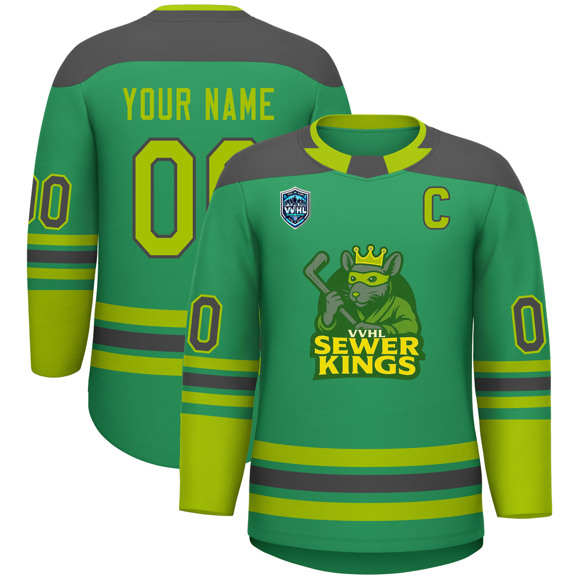 VVHL S8 Sewer Kings Turtle Green Hockey Jersey